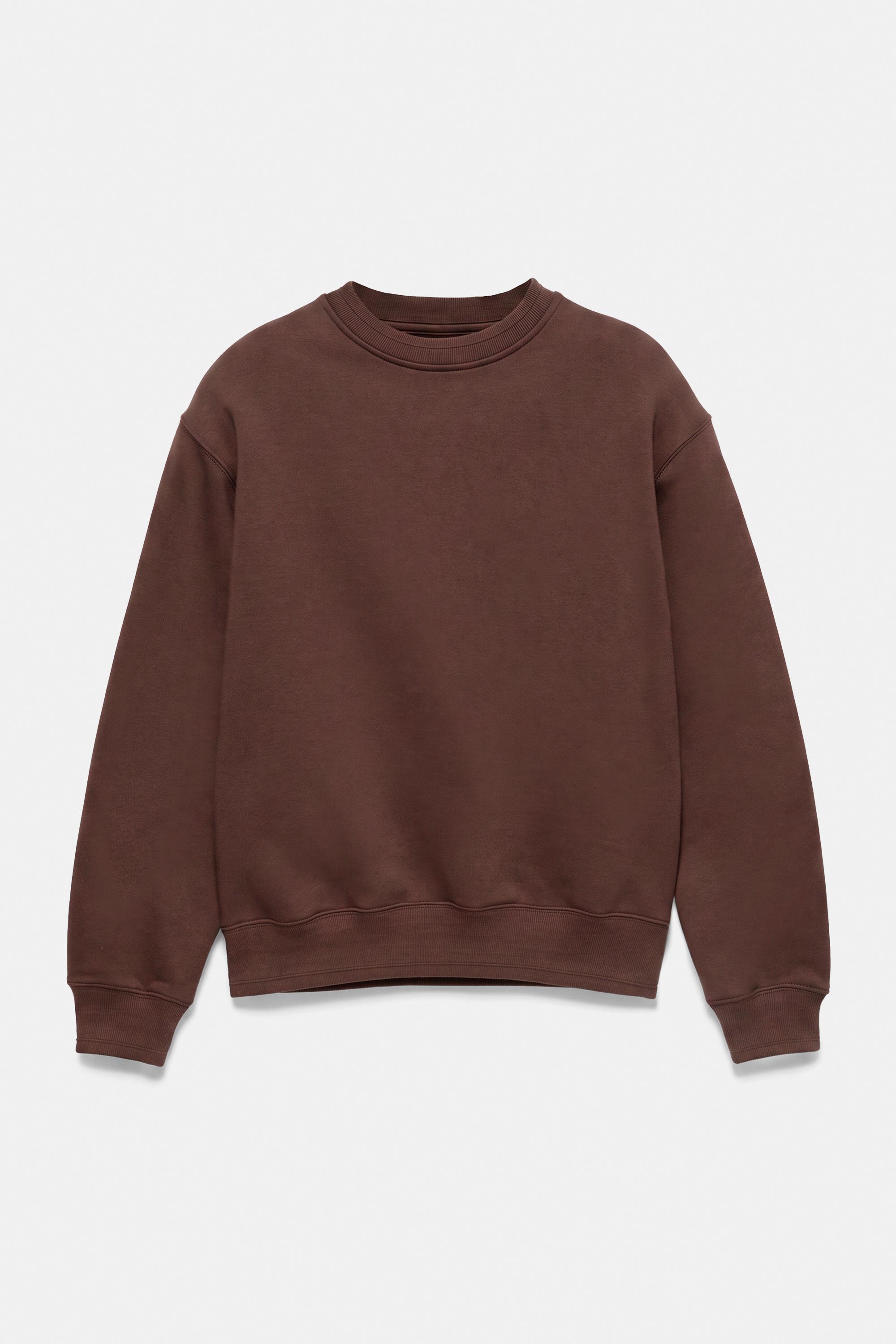 Relaxed fit round neck sweatshirt — Chocolate