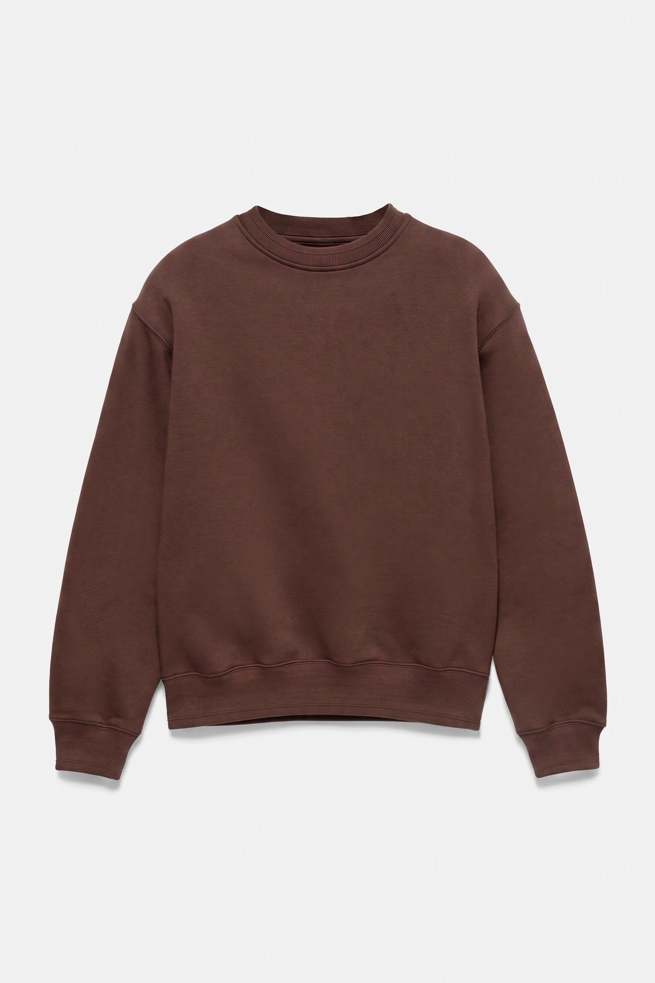 Relaxed fit round neck sweatshirt — Chocolate