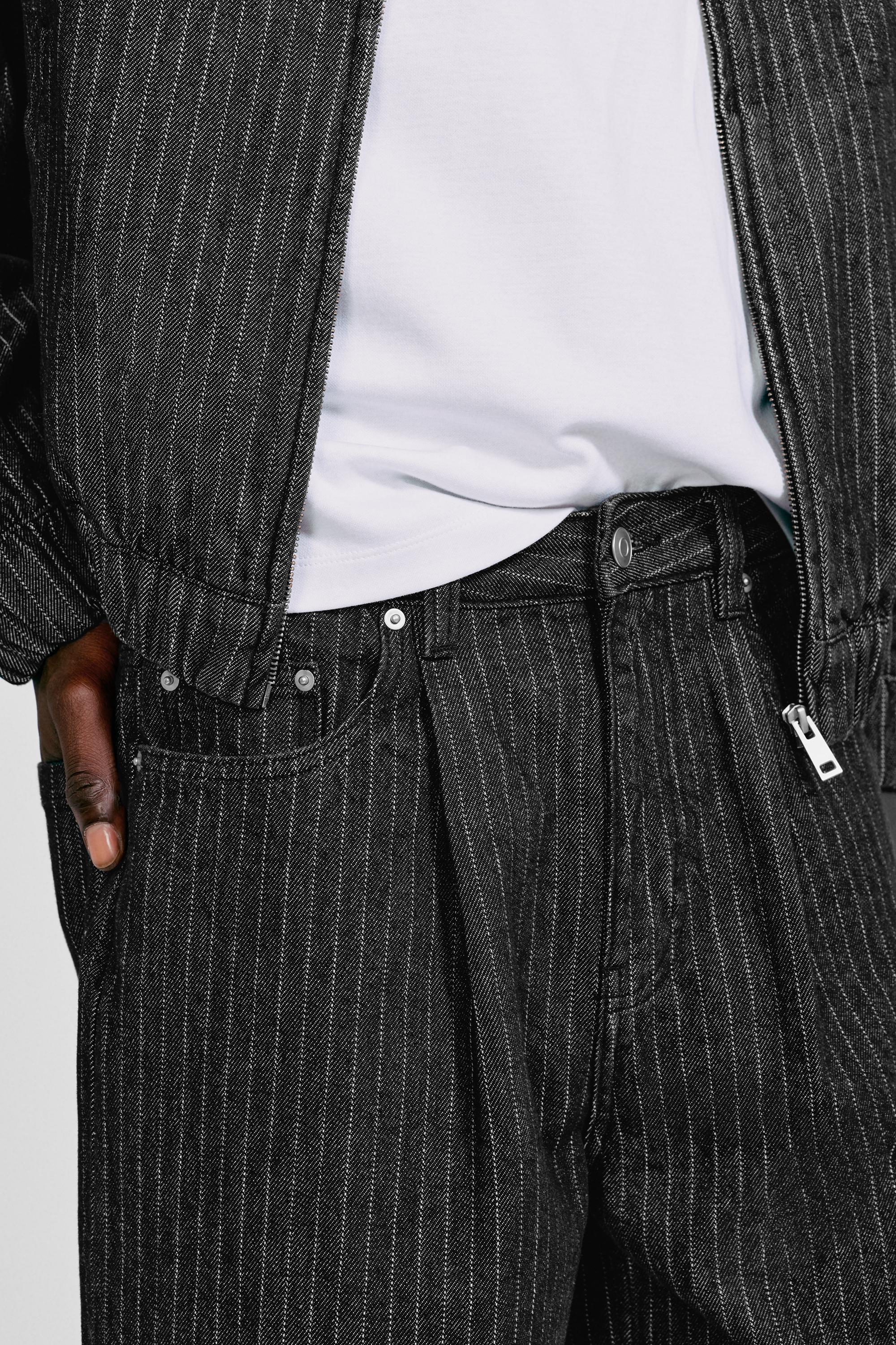 Pinstripe skater denim Bermuda shorts — Black