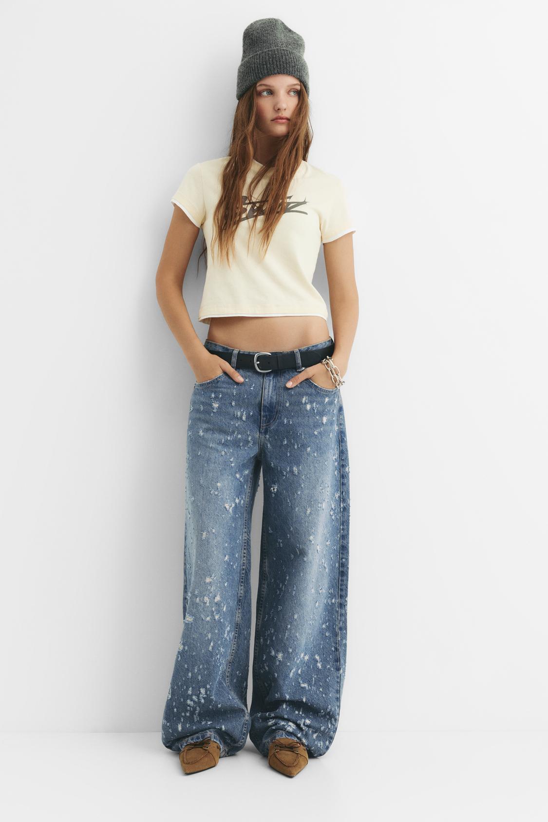 Cargo Jeans Baggy Strappati Pantalon Cargo Pantalon Bershka Bleu