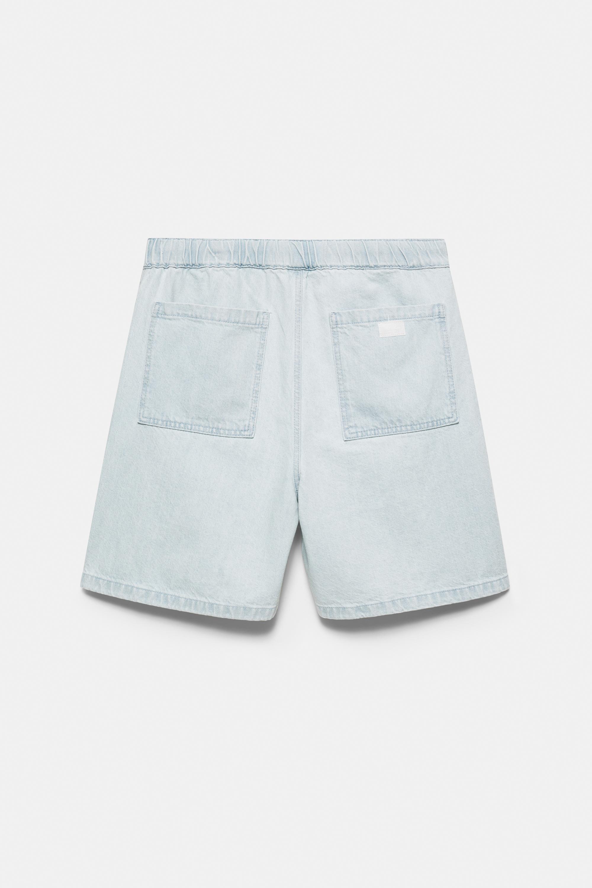 Relaxed denim Bermuda shorts — Sky blue