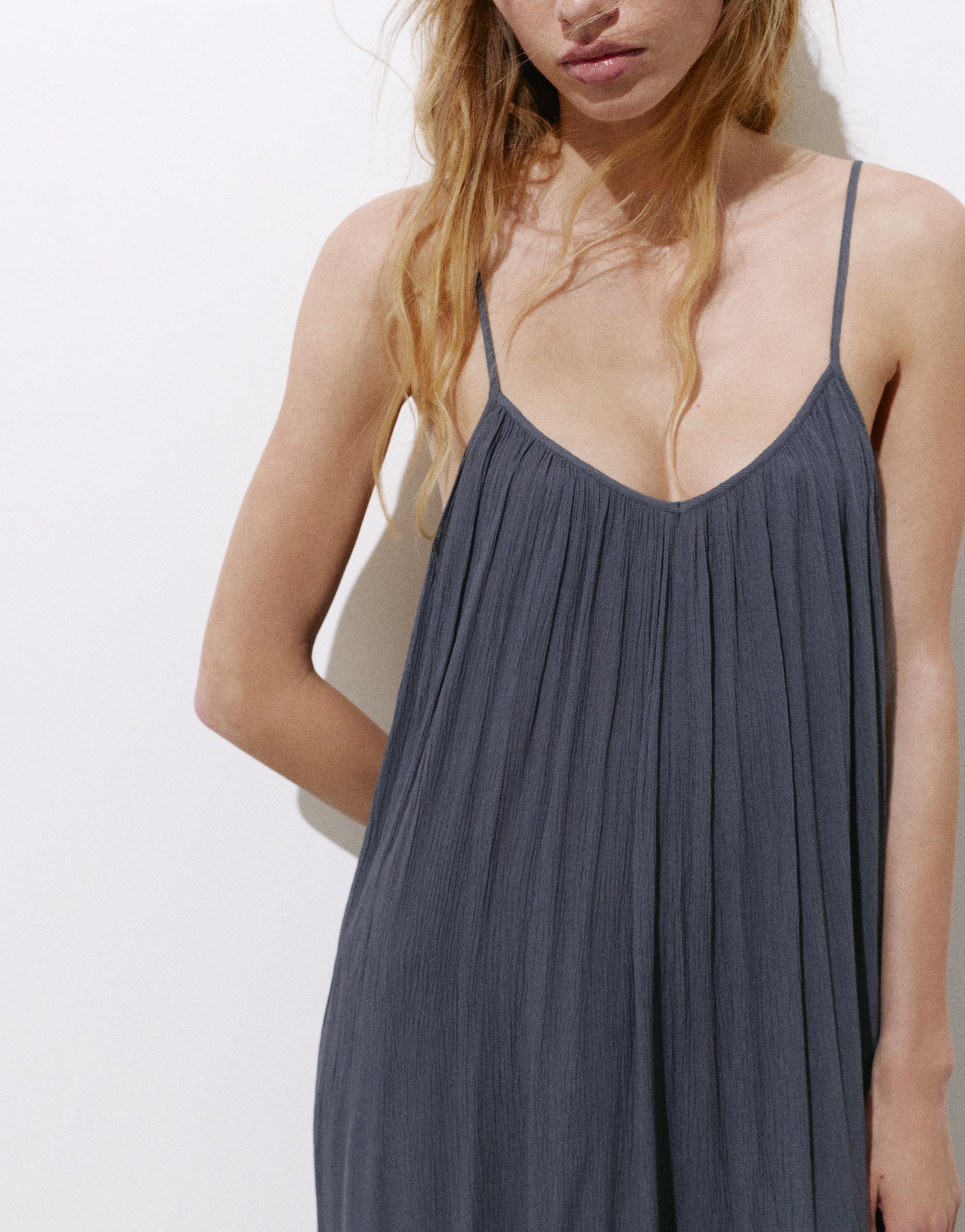 Flowing strappy sarouel jumpsuit — Bluish