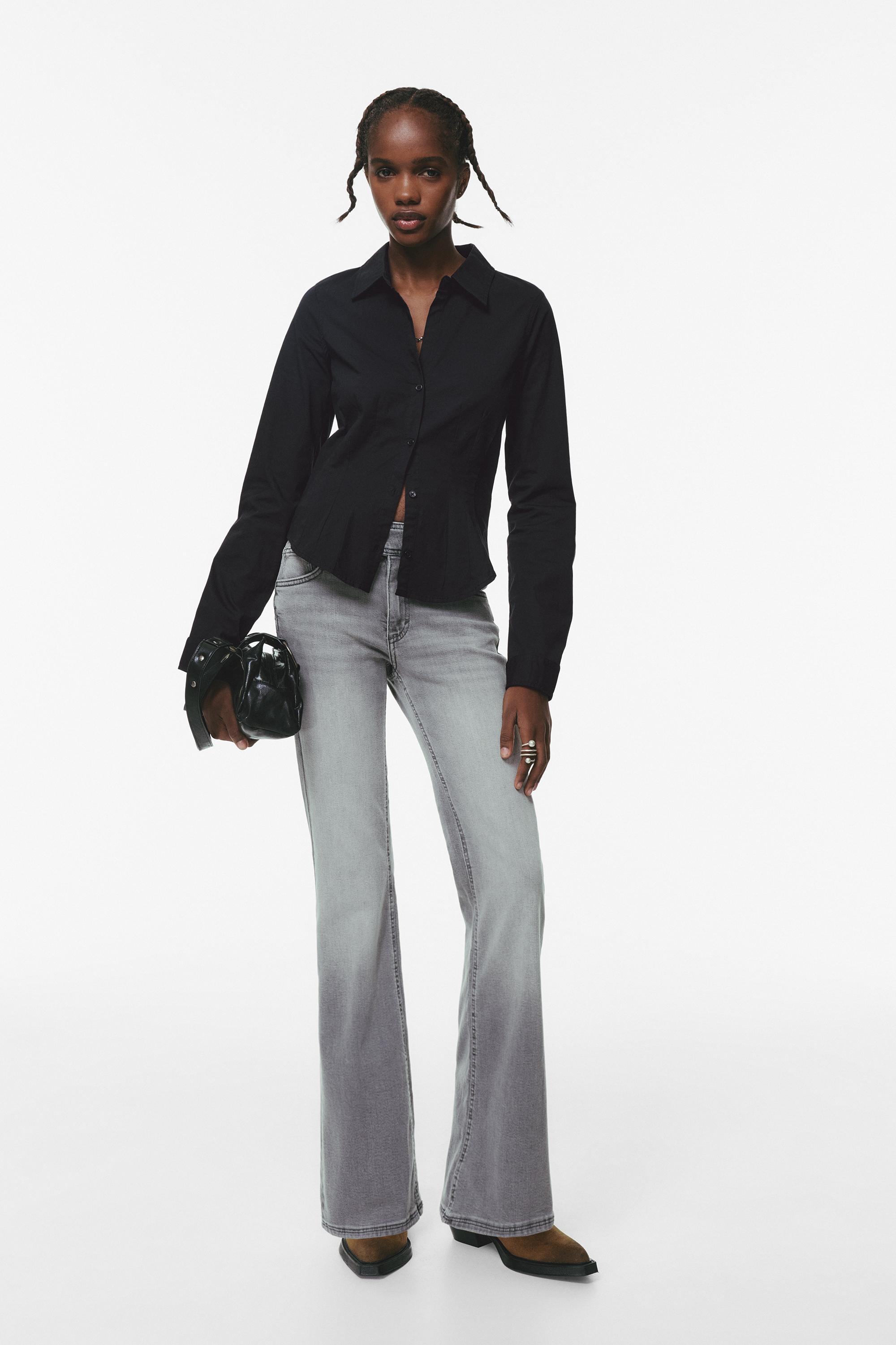 Poplin yırtmaçlı dar kesim gömlek - Görsel 24