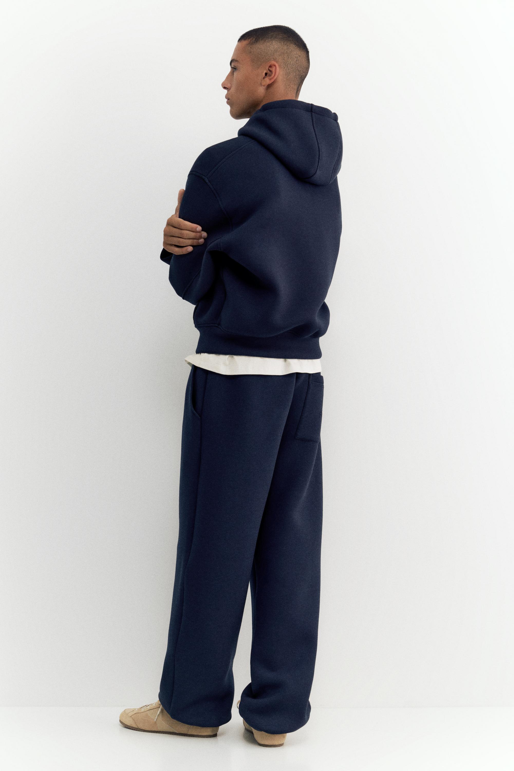 Neoprene-effect baggy trousers — Navy