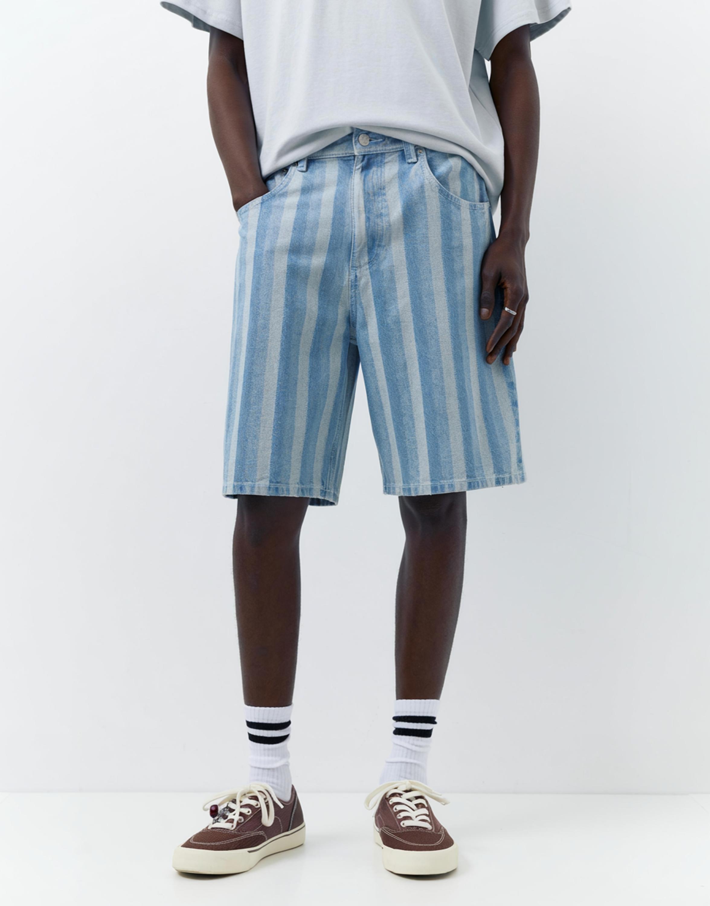 Baggy denim bermuda - Görsel 8