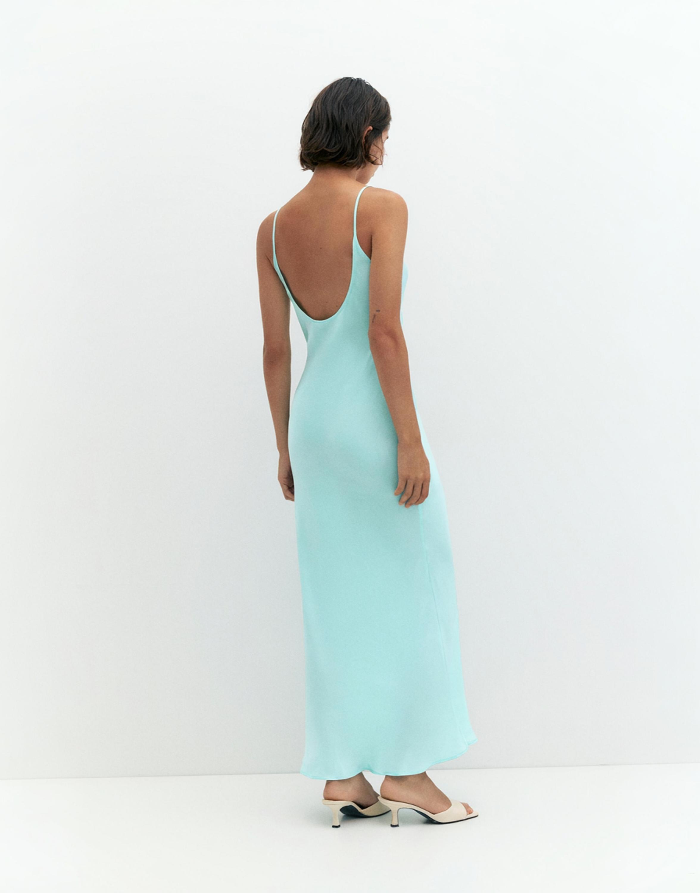 Satin midi dress — Pale turquoise