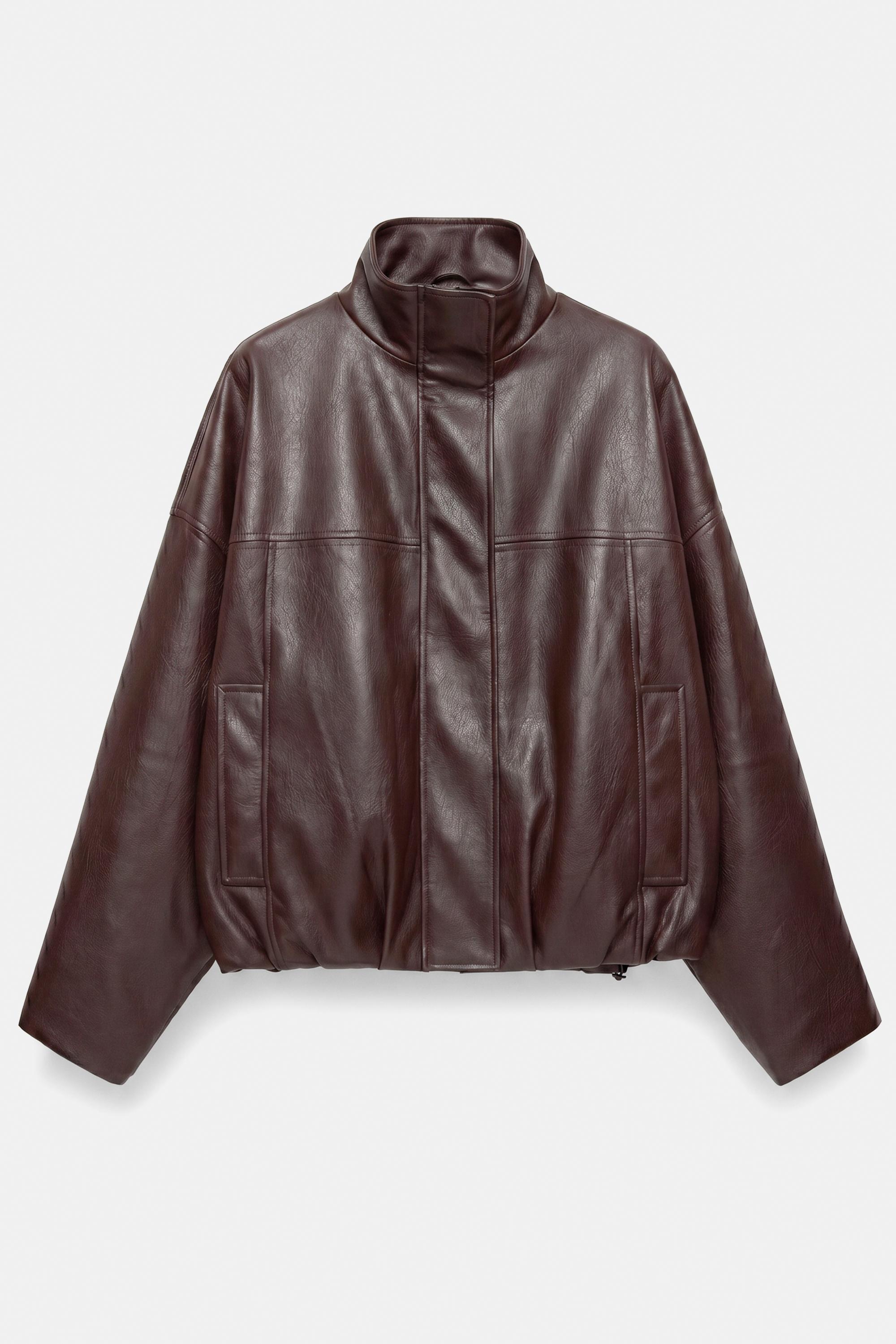 Leather effect balloon jacket — Chocolate