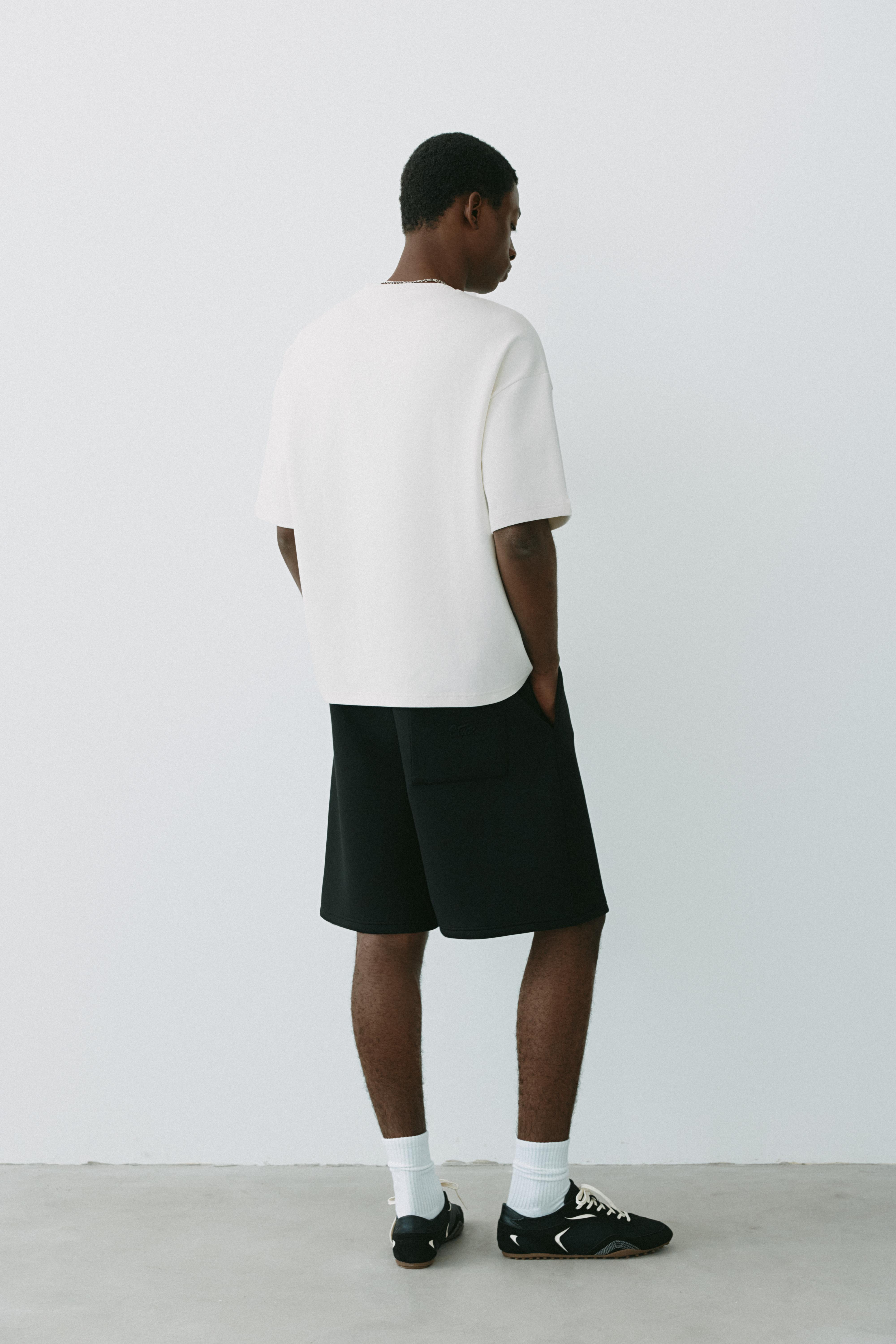 Short sleeve sweatshirt with raised logo — Off white