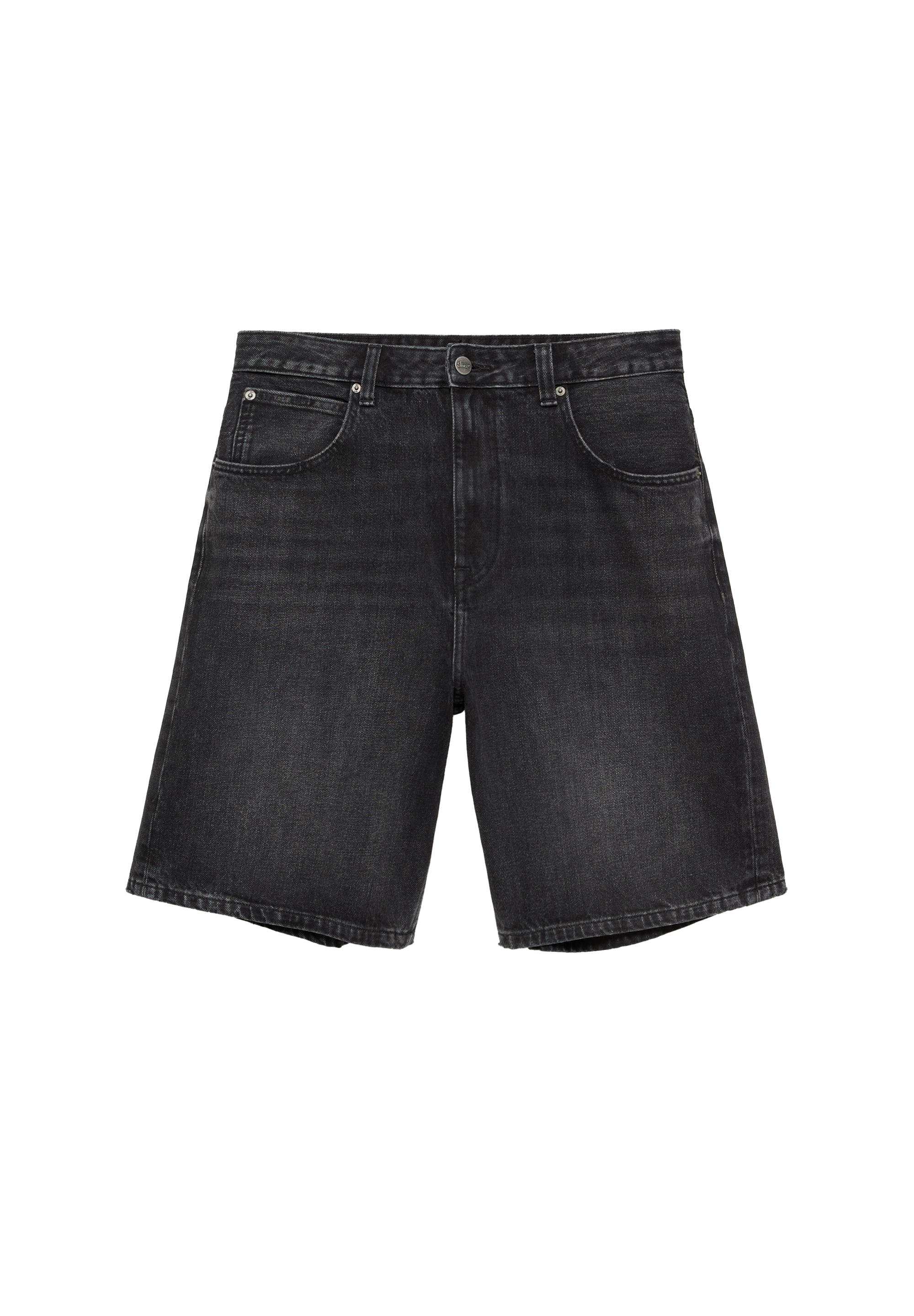 Baggy relaxed fit denim Bermuda shorts — Faded black