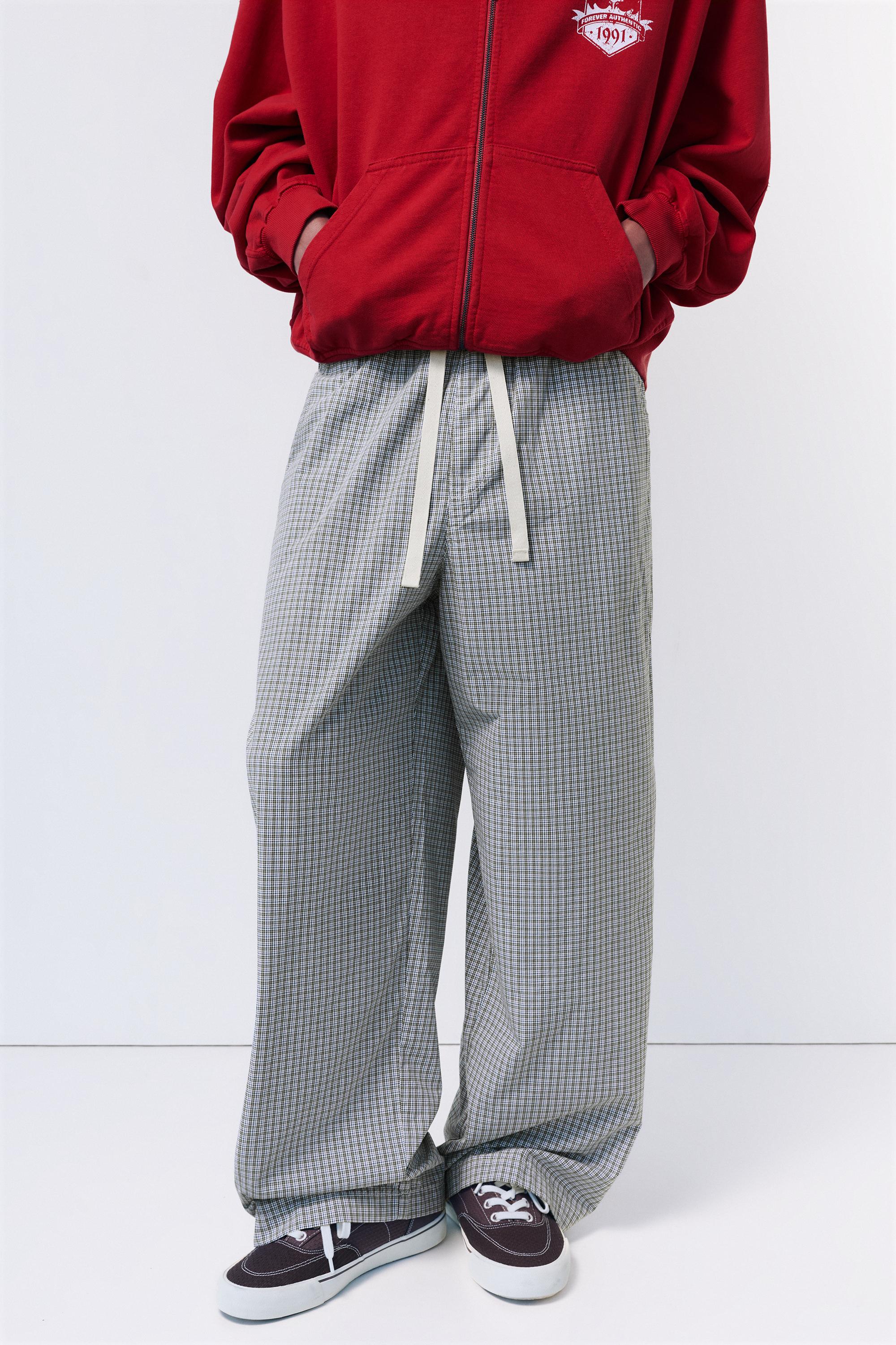 Checked jogging trousers — Blue/White