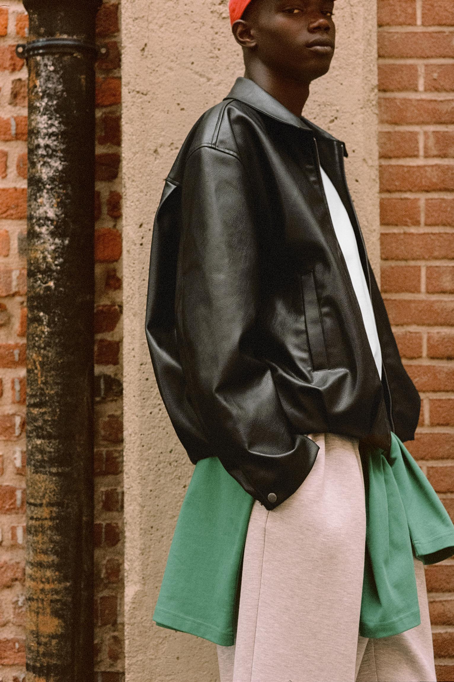 Leather-effect jacket — Black