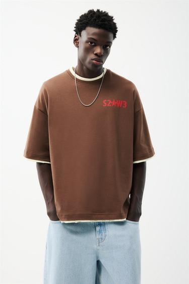 STWD double-layer T-shirt — Brown 1