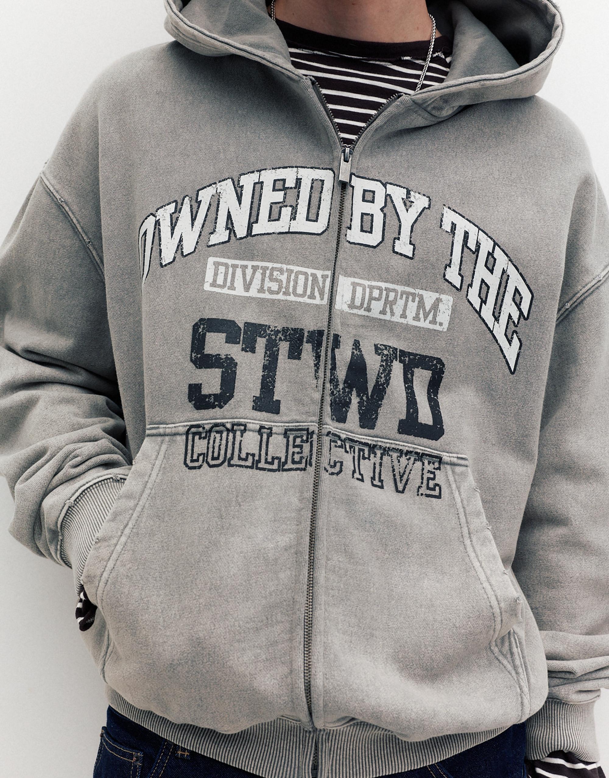 STWD fermuarlı kapüşonlu sweatshirt - Görsel 7