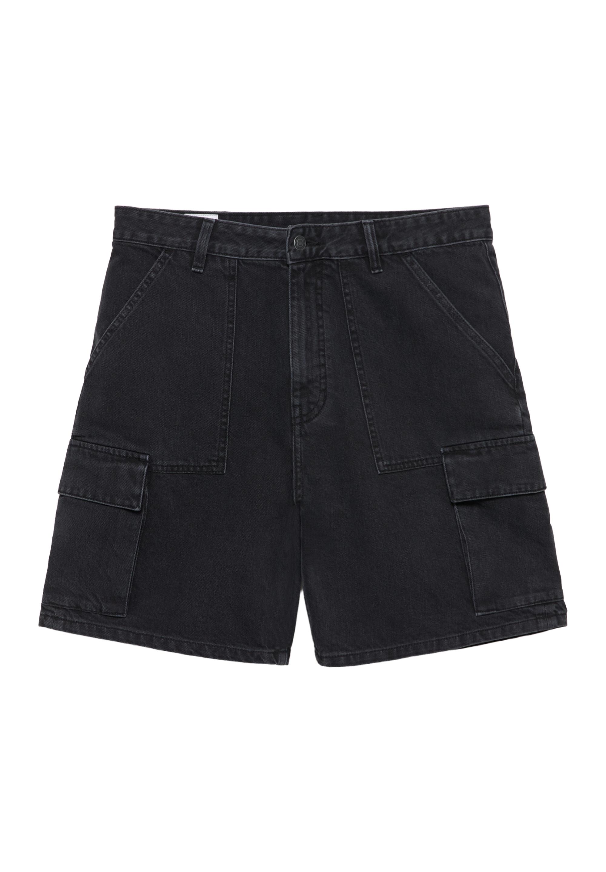 Baggy cargo Bermuda shorts — Faded black