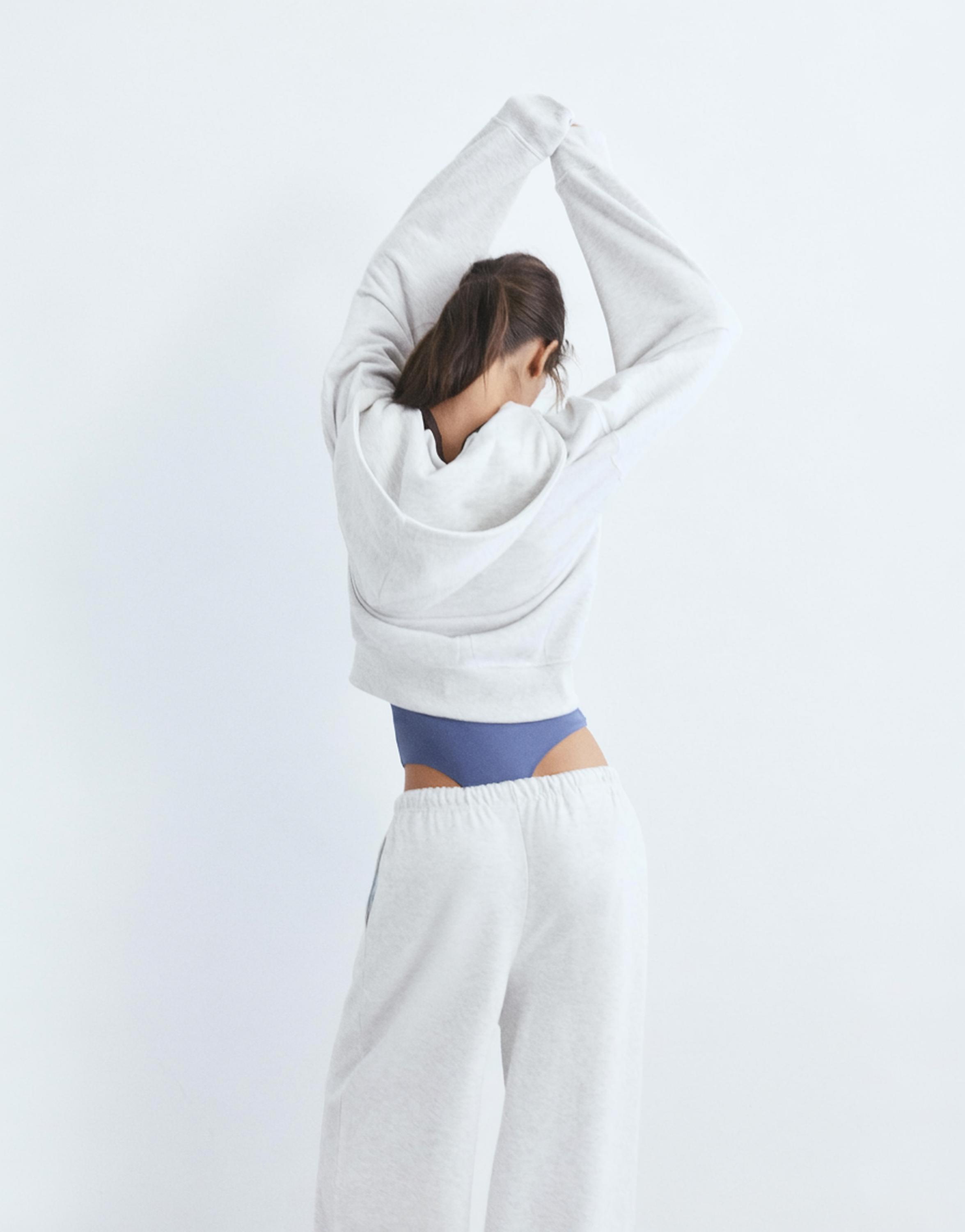 Hoodie with zipper — Grey marl