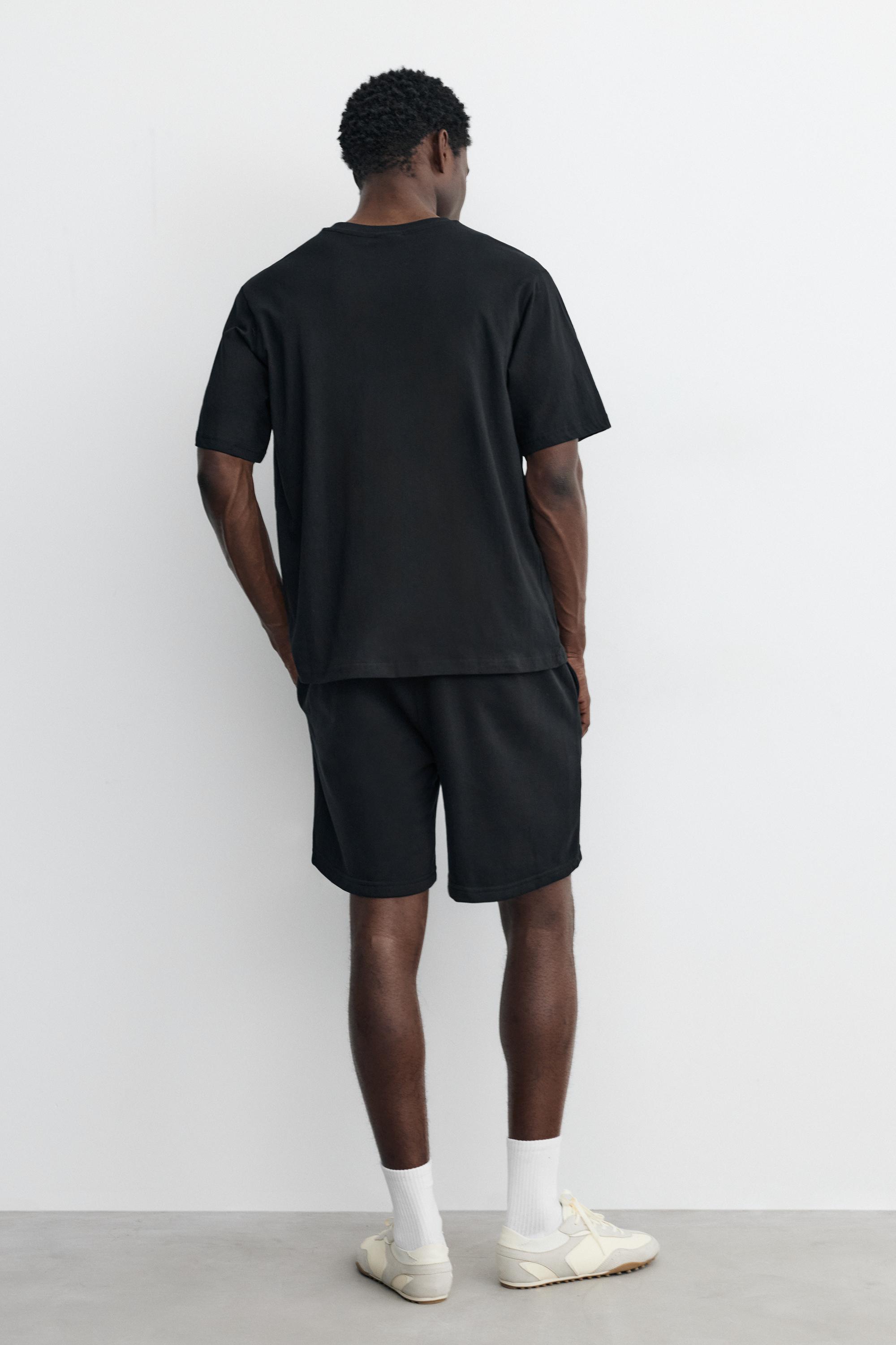 Pack of Bermuda jogger shorts and T-shirt — Black