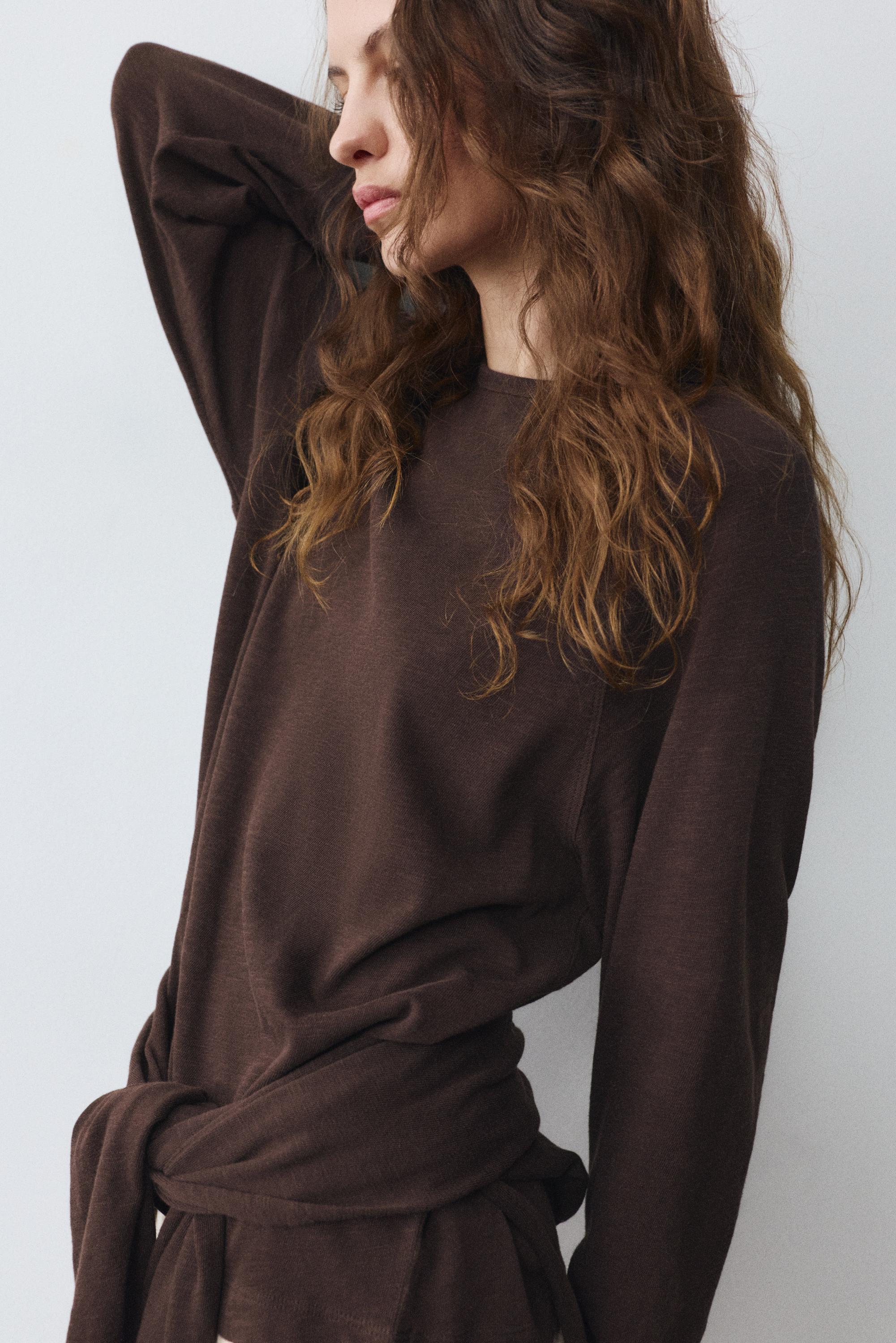 Long sleeve raglan T-shirt — Brown