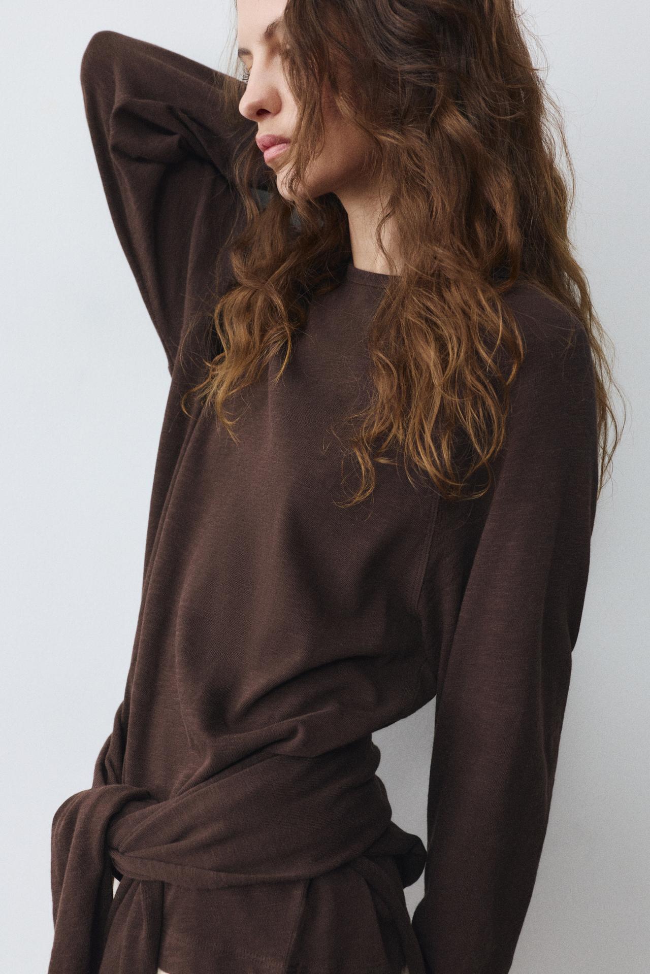 Long sleeve raglan T-shirt — Brown