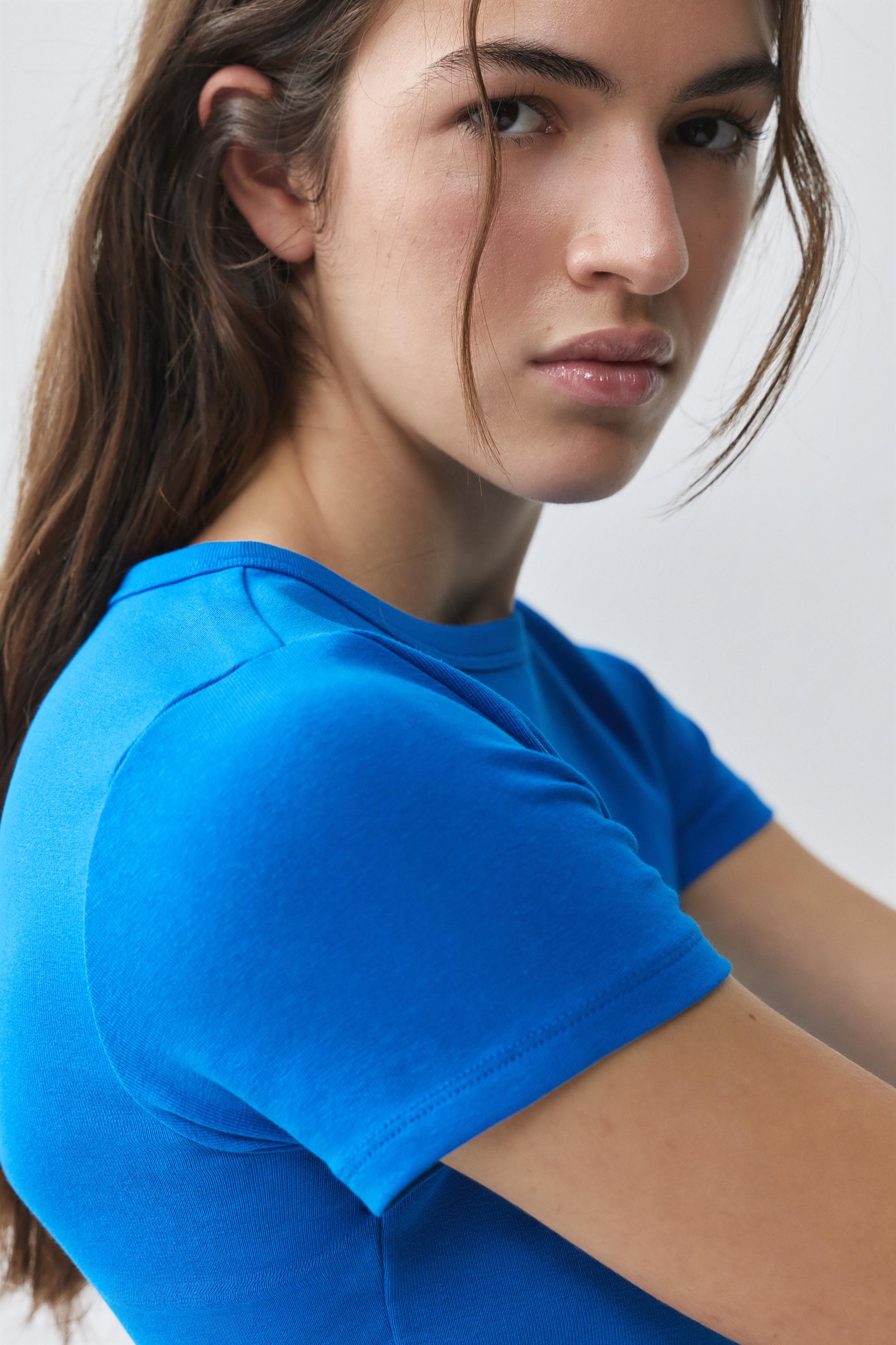 Fitted short sleeve T-shirt — Blue