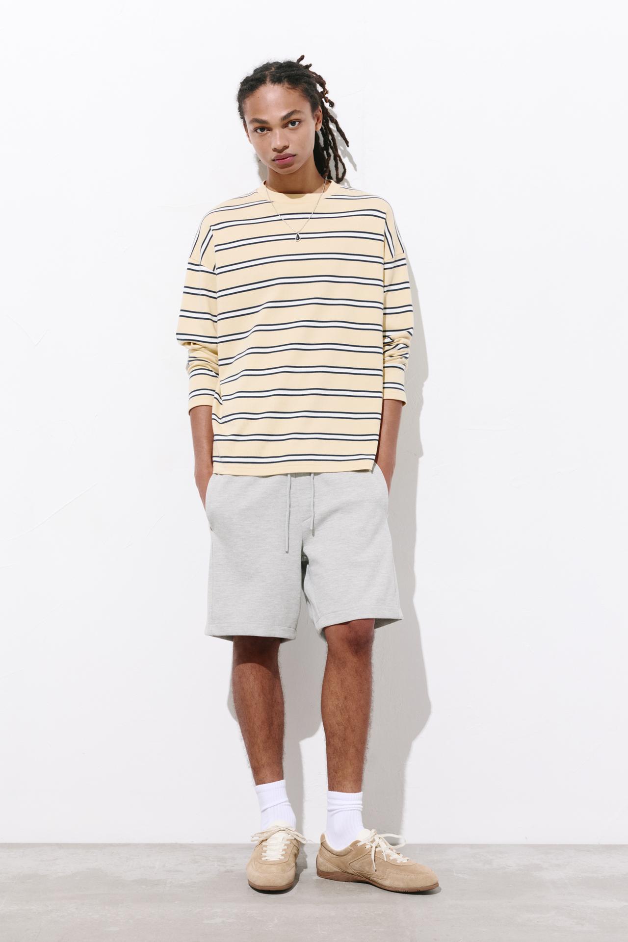 Piqué jogger Bermuda shorts — Grey marl