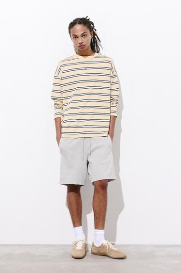 Piqué jogger Bermuda shorts — Grey marl 1