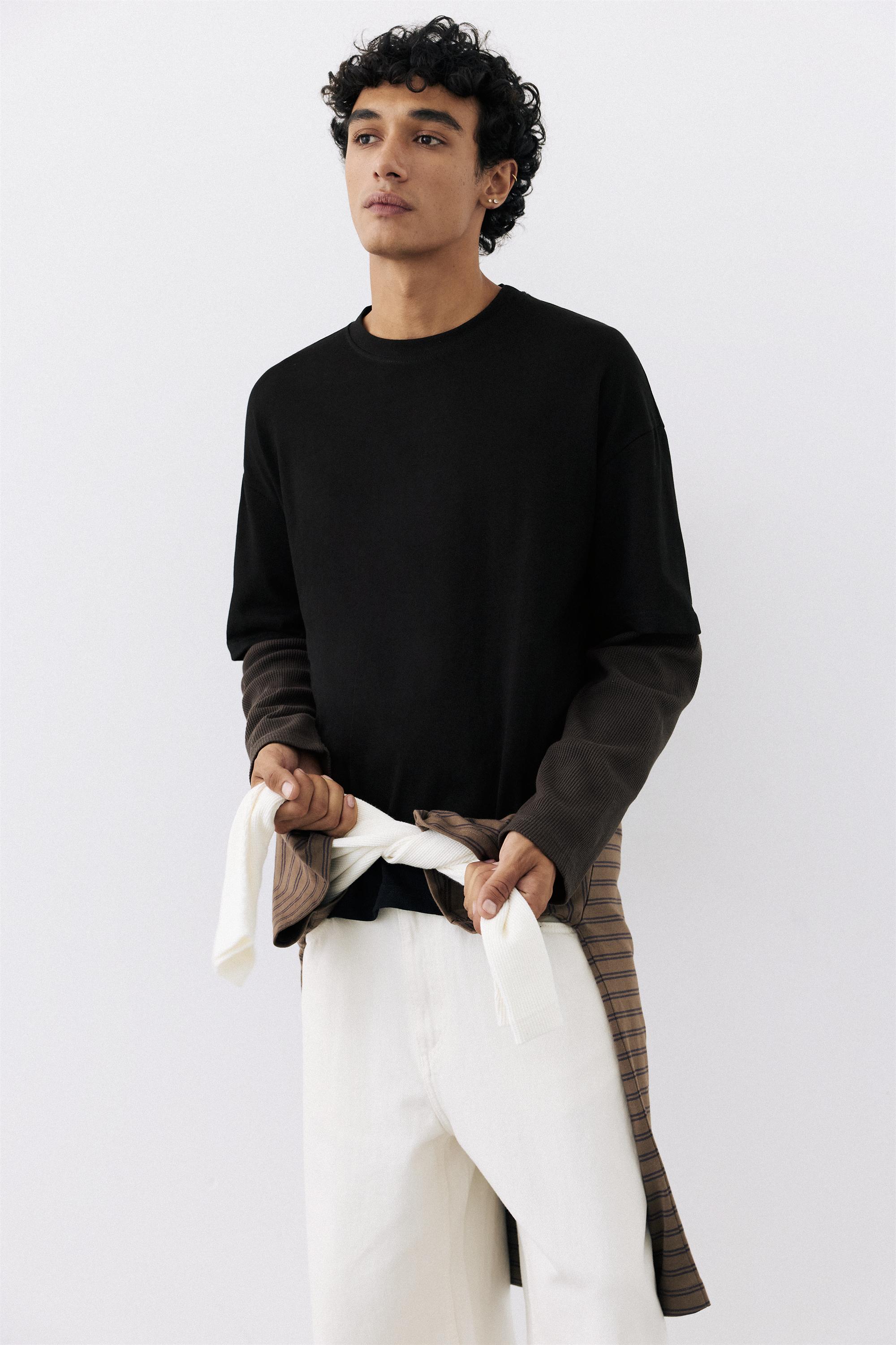 Double-layer long sleeve T-shirt — Black