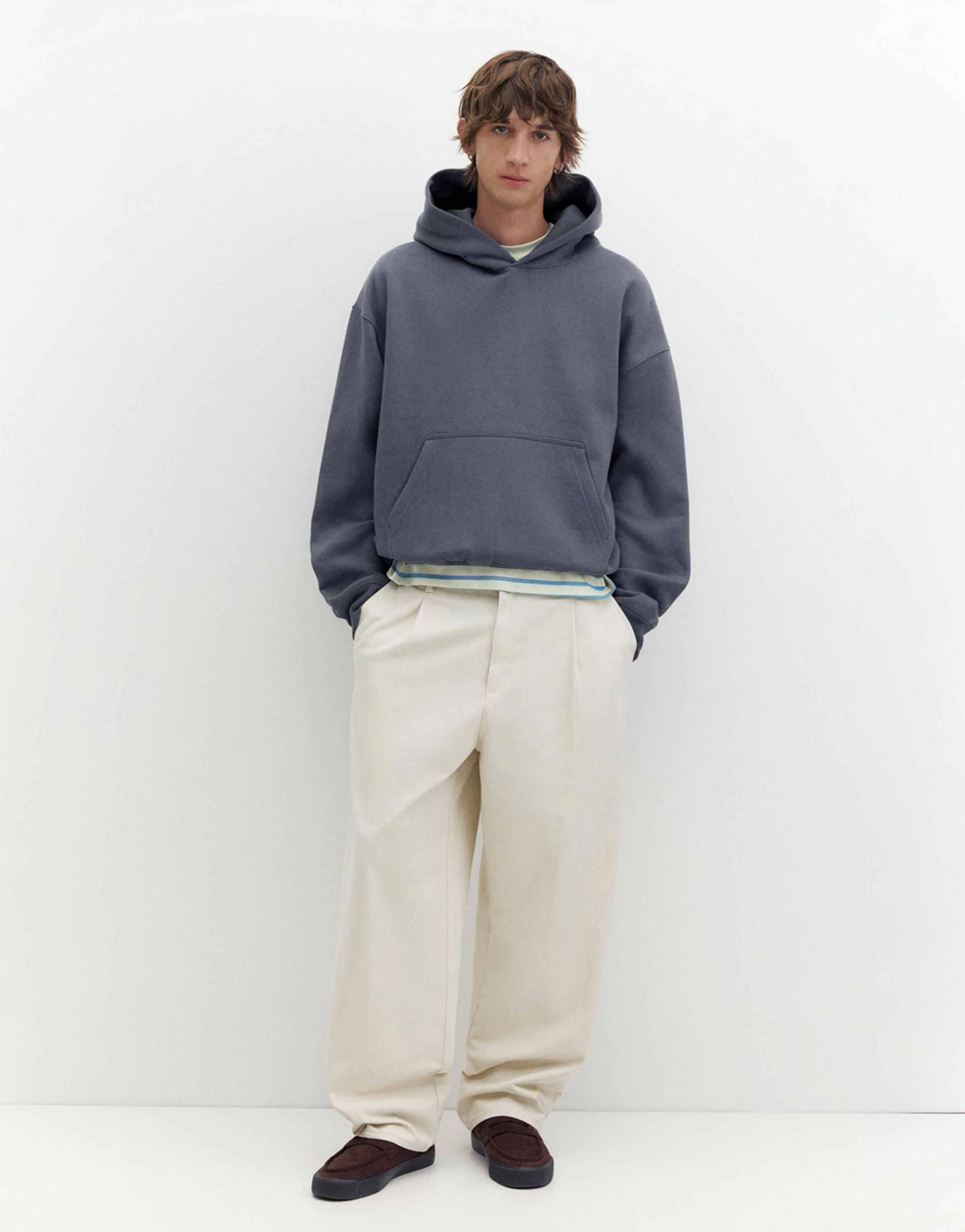 STWD boxy-fit logo hoodie — Grey blue