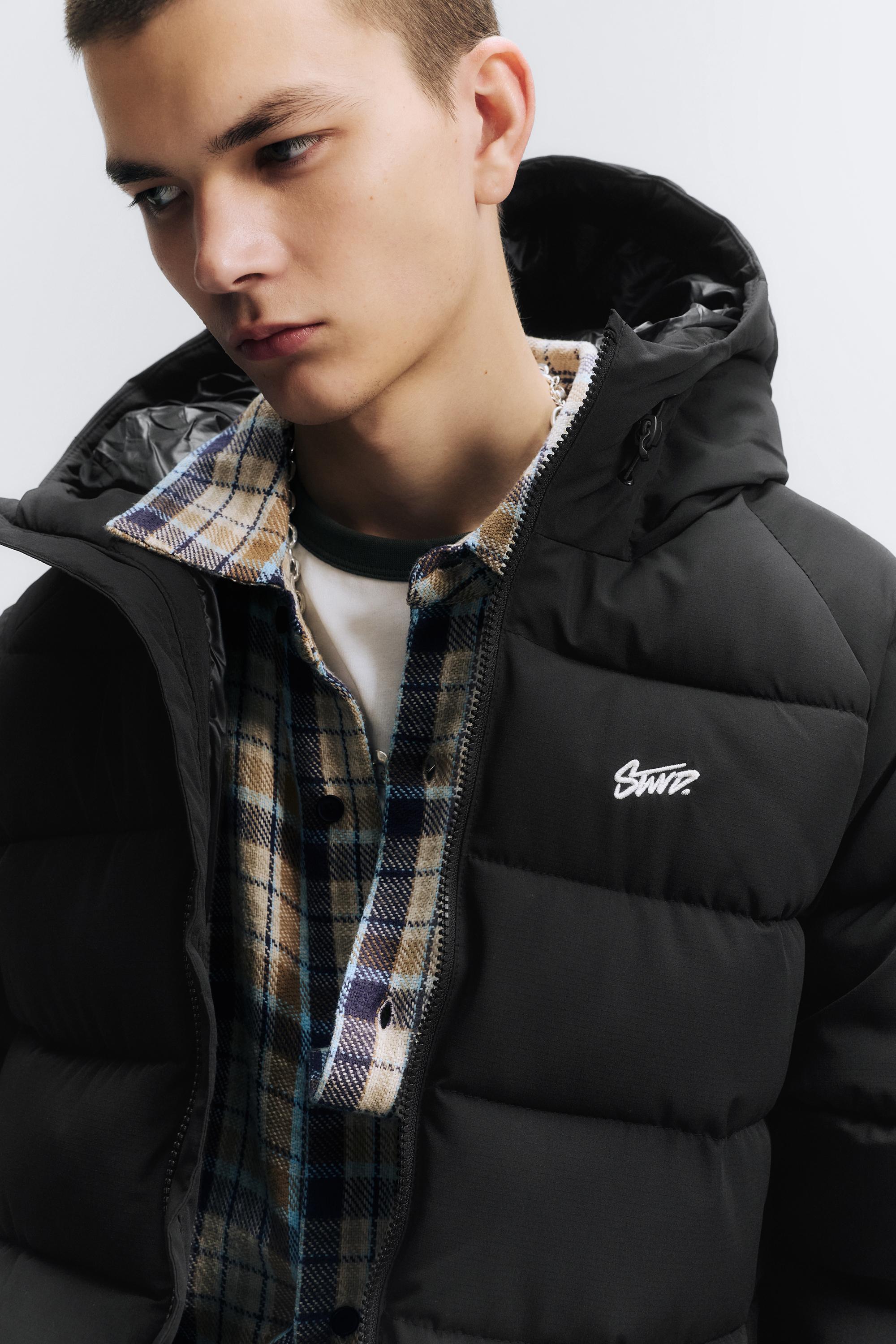 STWD hooded puffer jacket — Black