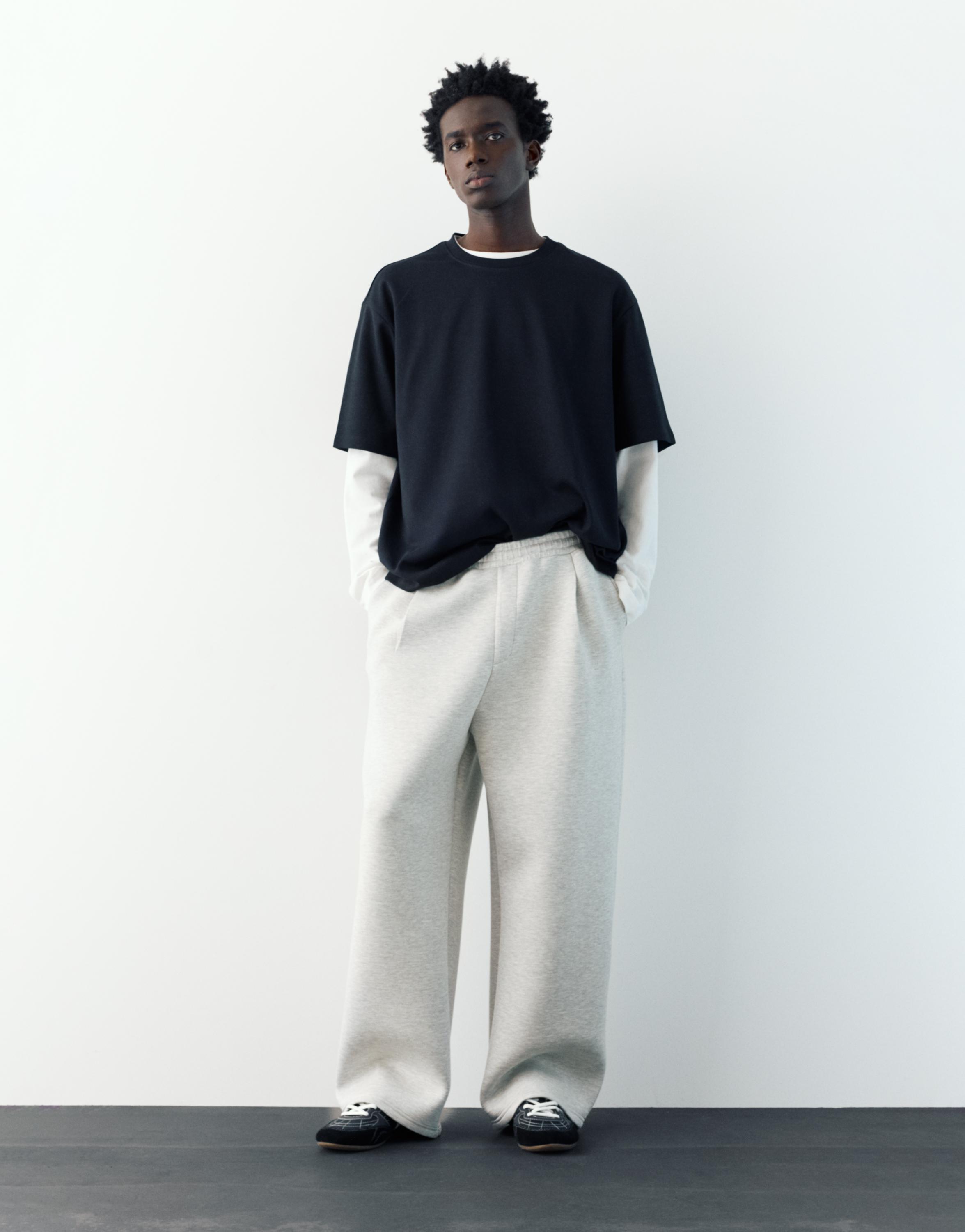 Balloon fit tracksuit bottoms — Grey marl