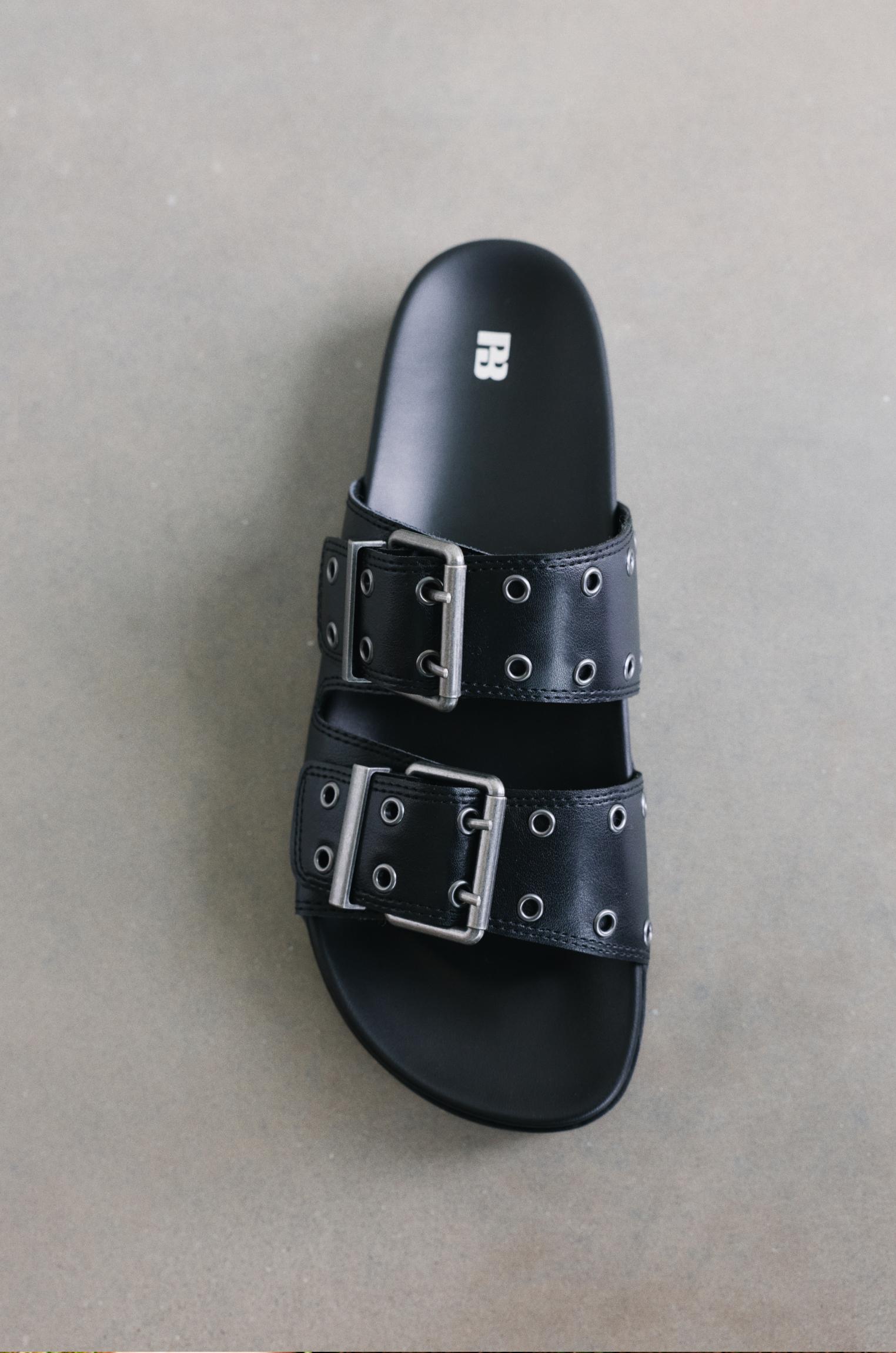 Chunky buckle sandals — Black