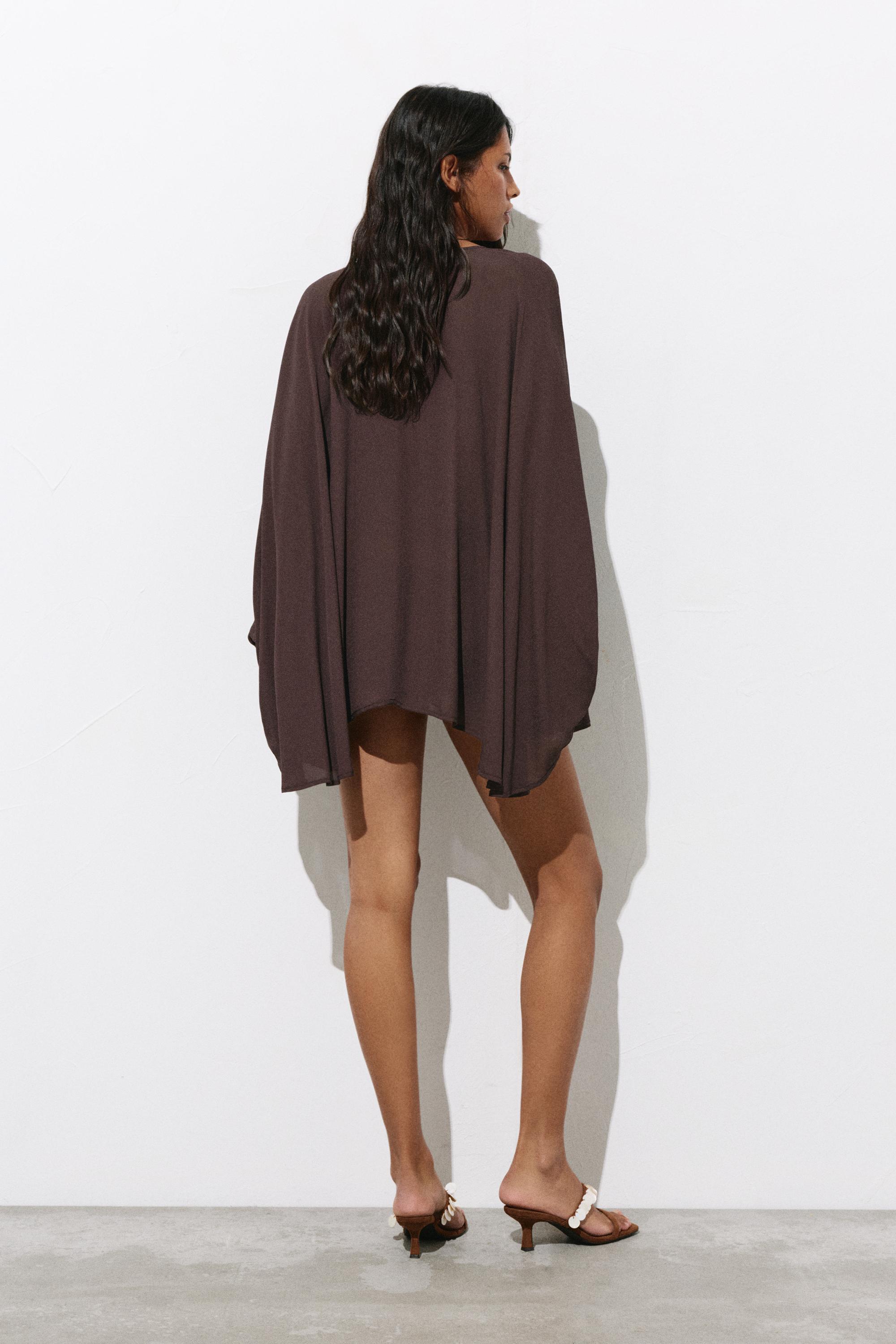 Flowing cape blouse — Chocolate
