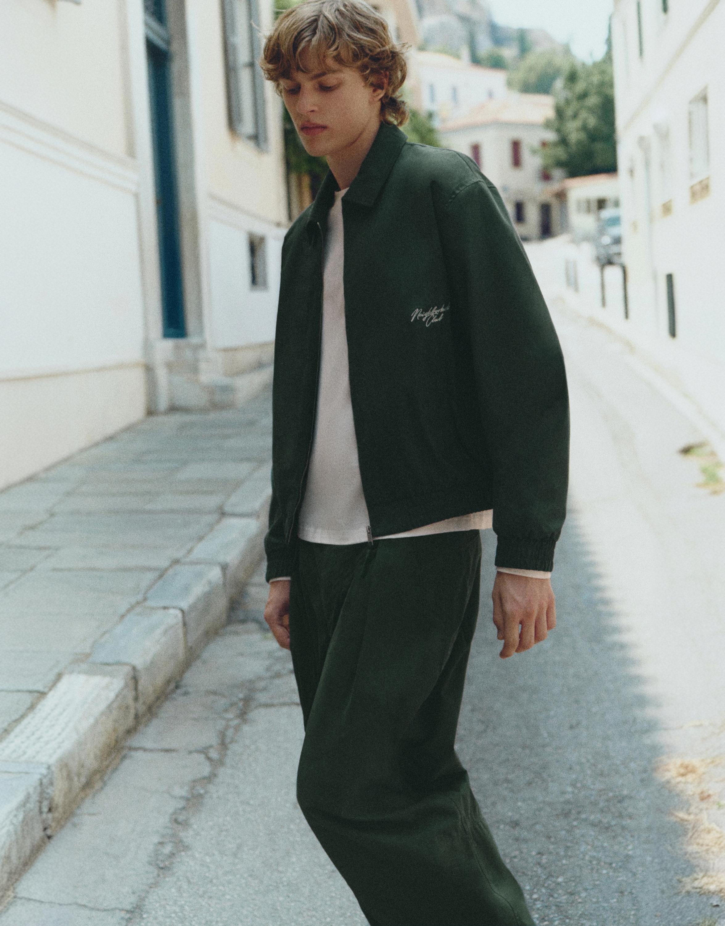 Embroidered jacket — Bluish green