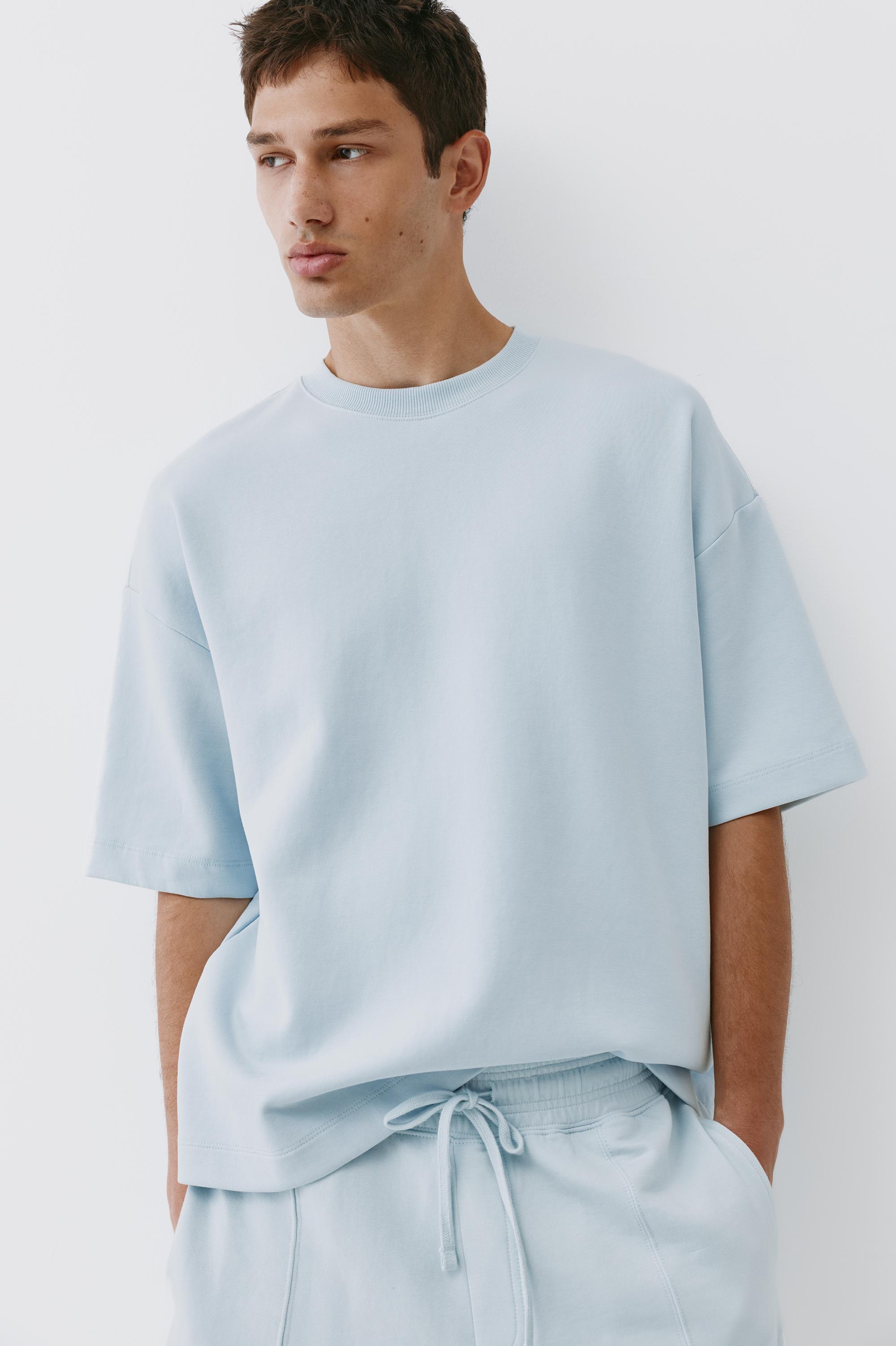 Interlock short sleeve sweatshirt — Sky blue