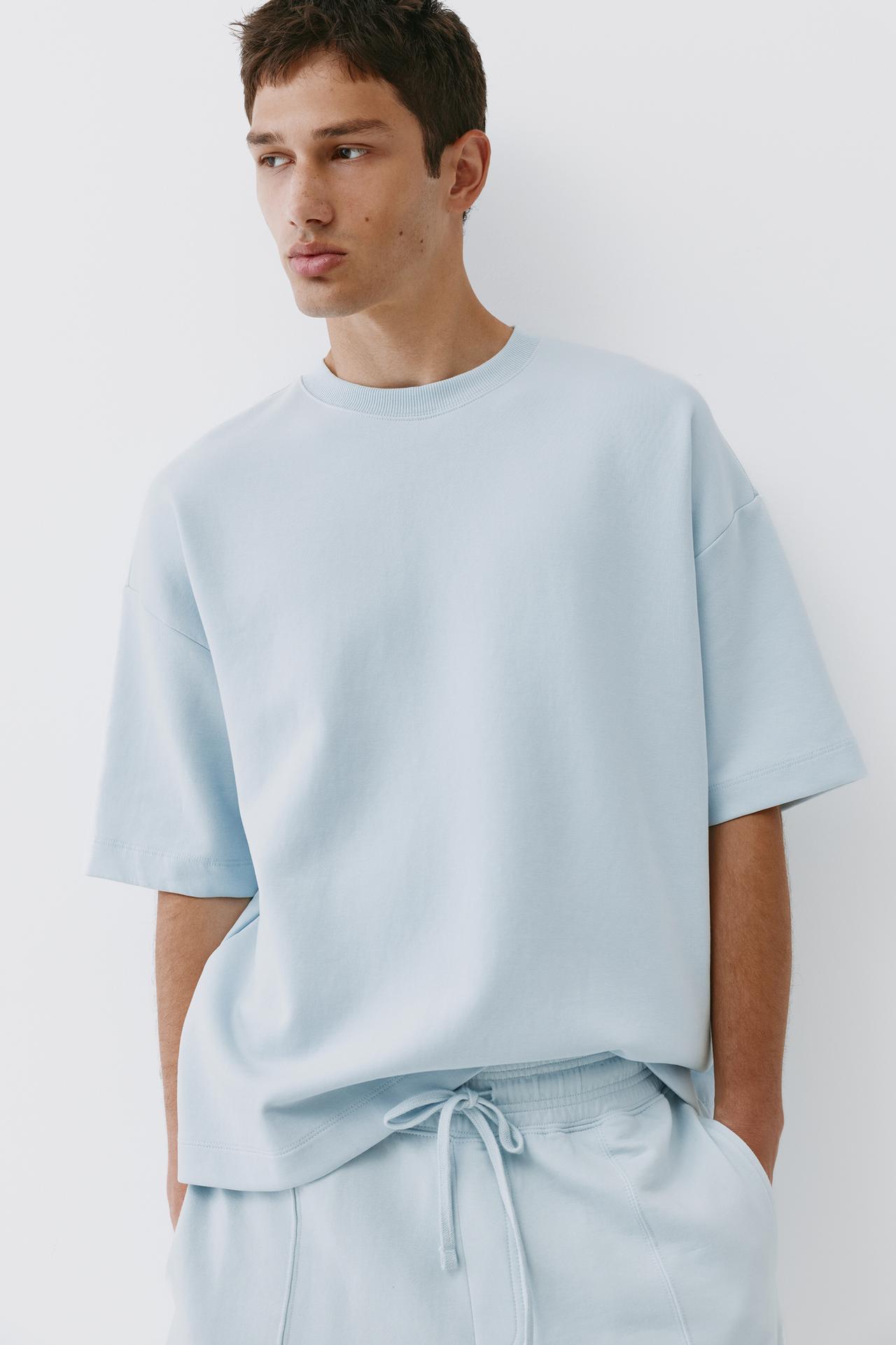 Interlock short sleeve sweatshirt — Sky blue
