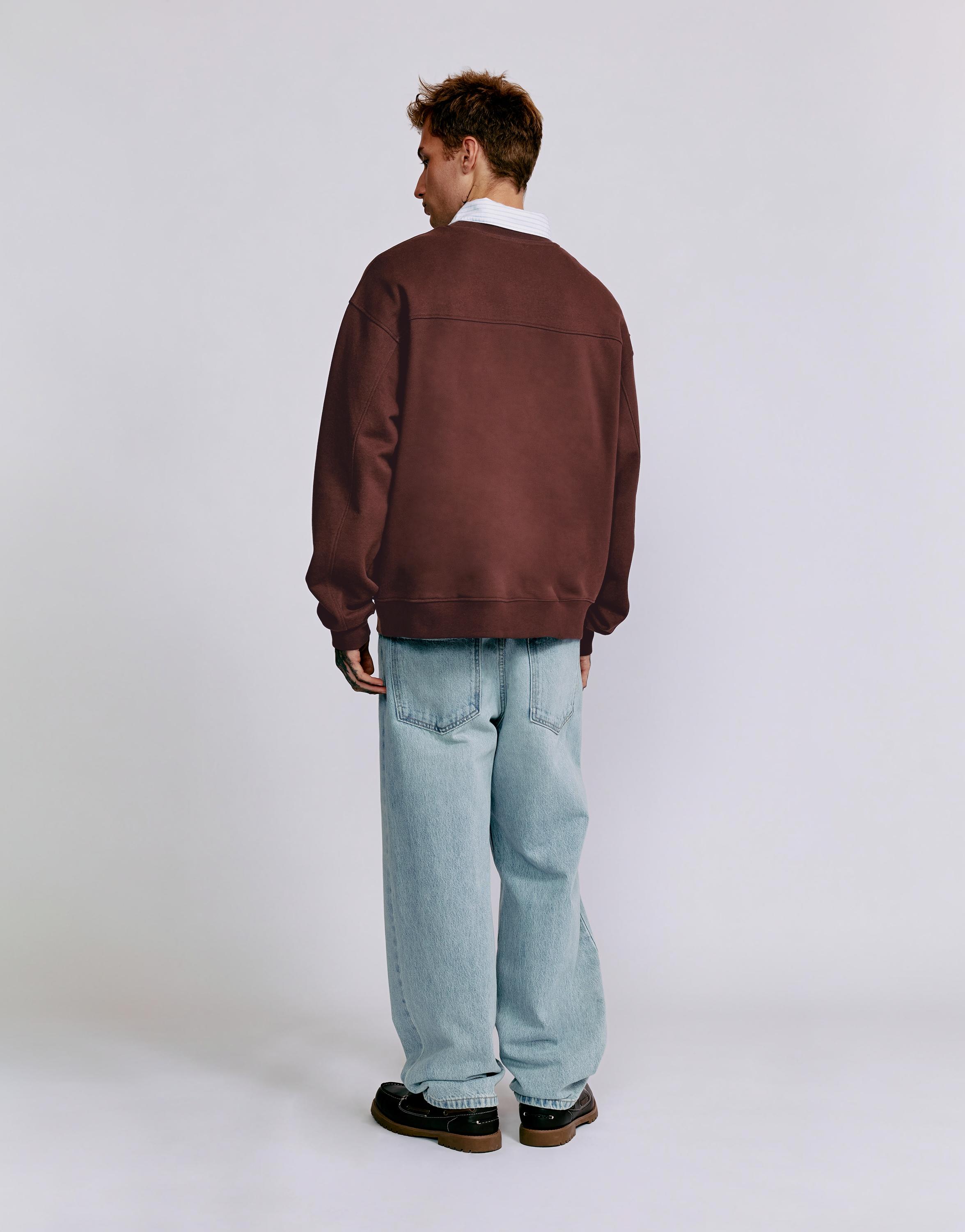 Embroidered round neck sweatshirt — Brown