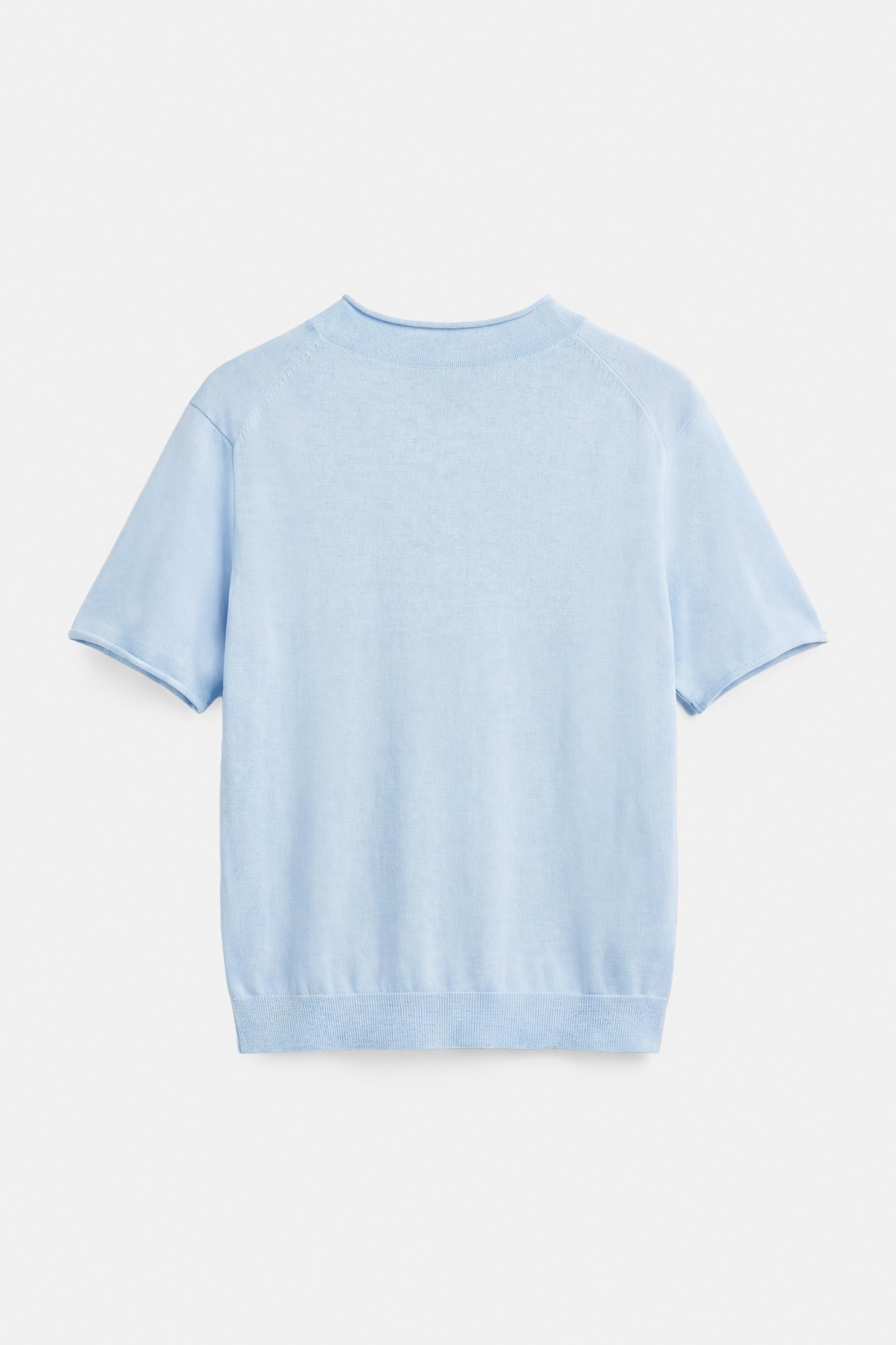Fine knit short sleeve T-shirt — Pastel blue