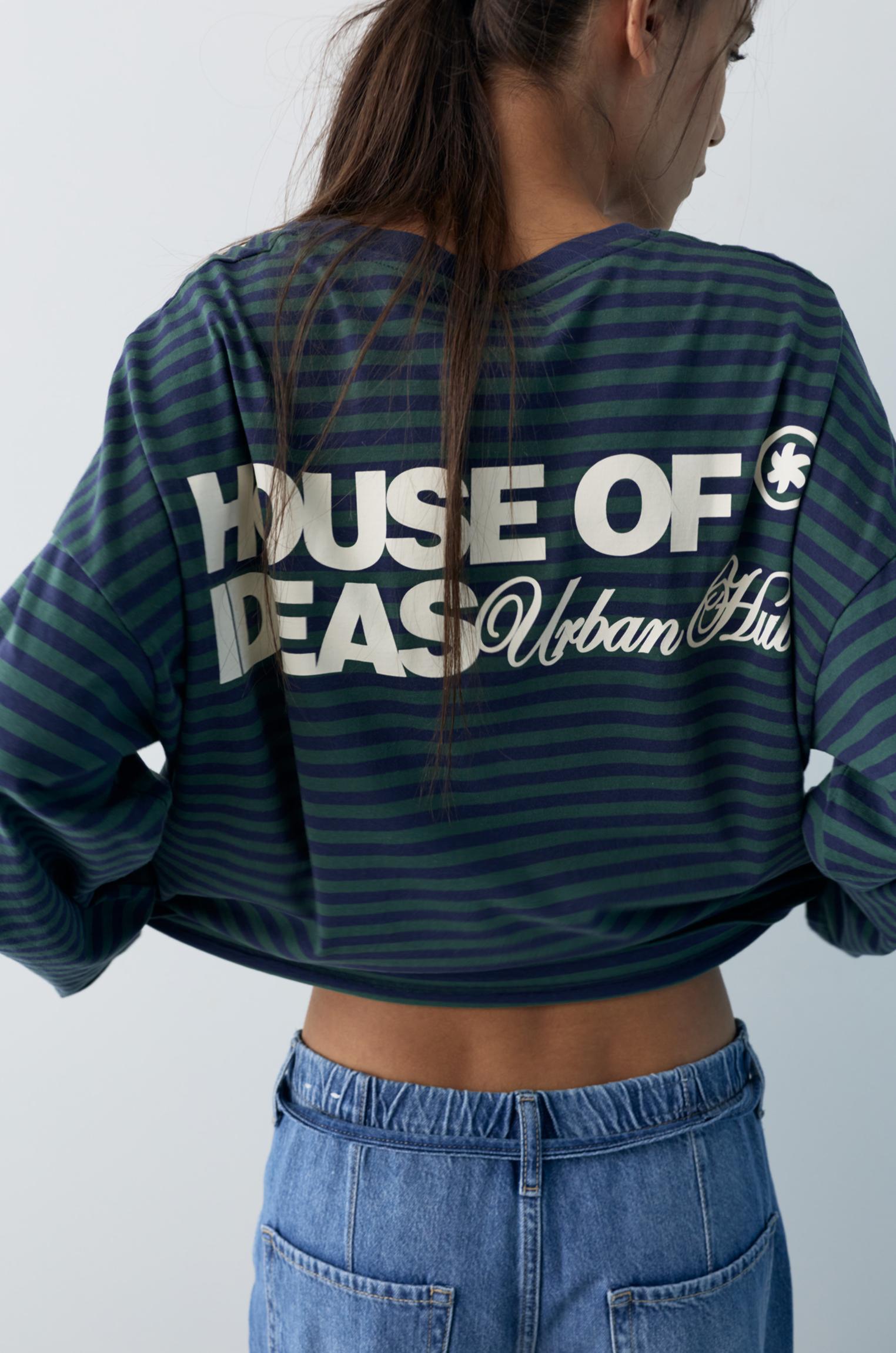 Yazılı çizgili uzun kollu t-shirt - Görsel 40