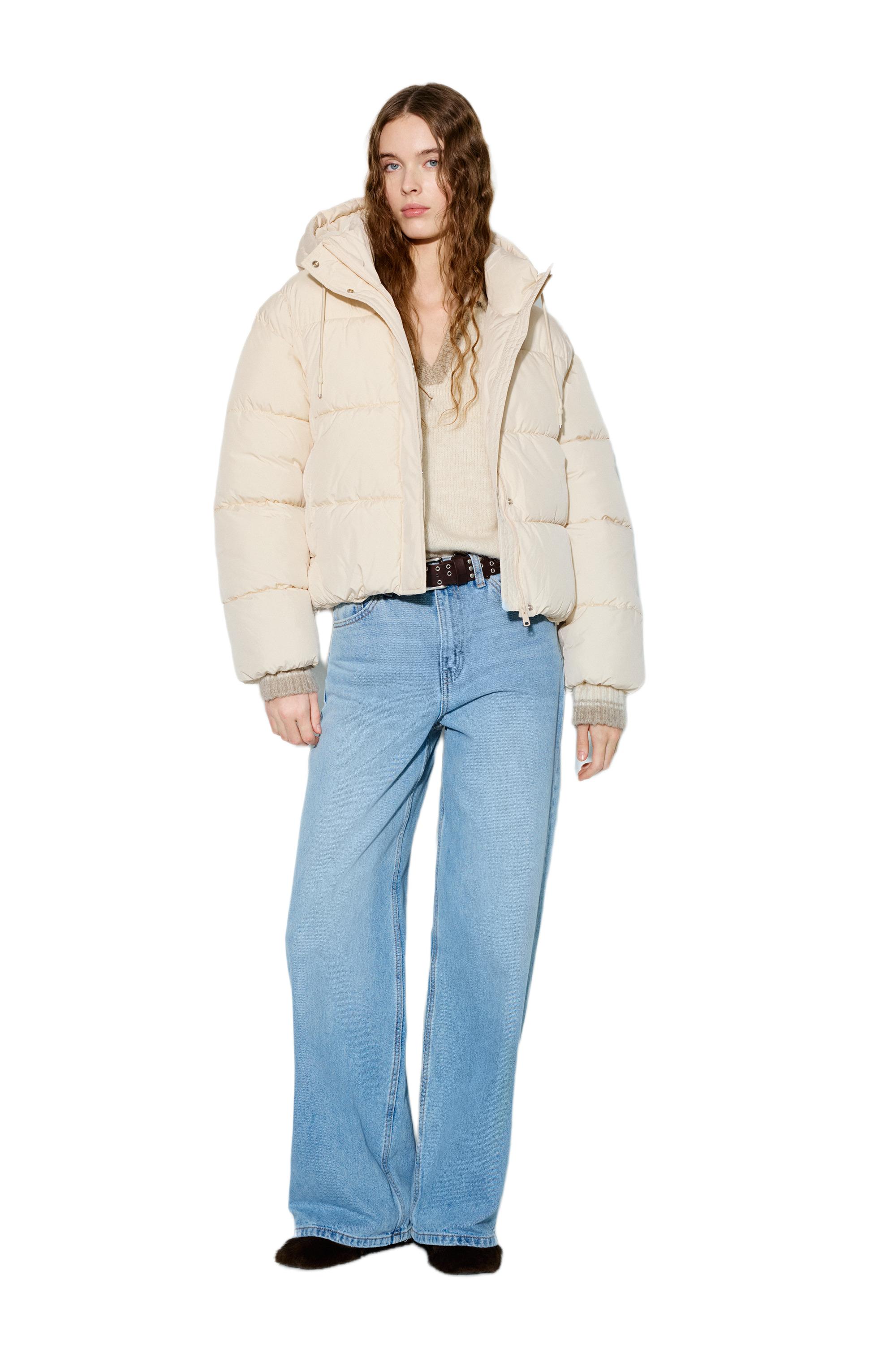 Hooded Padded Jacket — Ecru