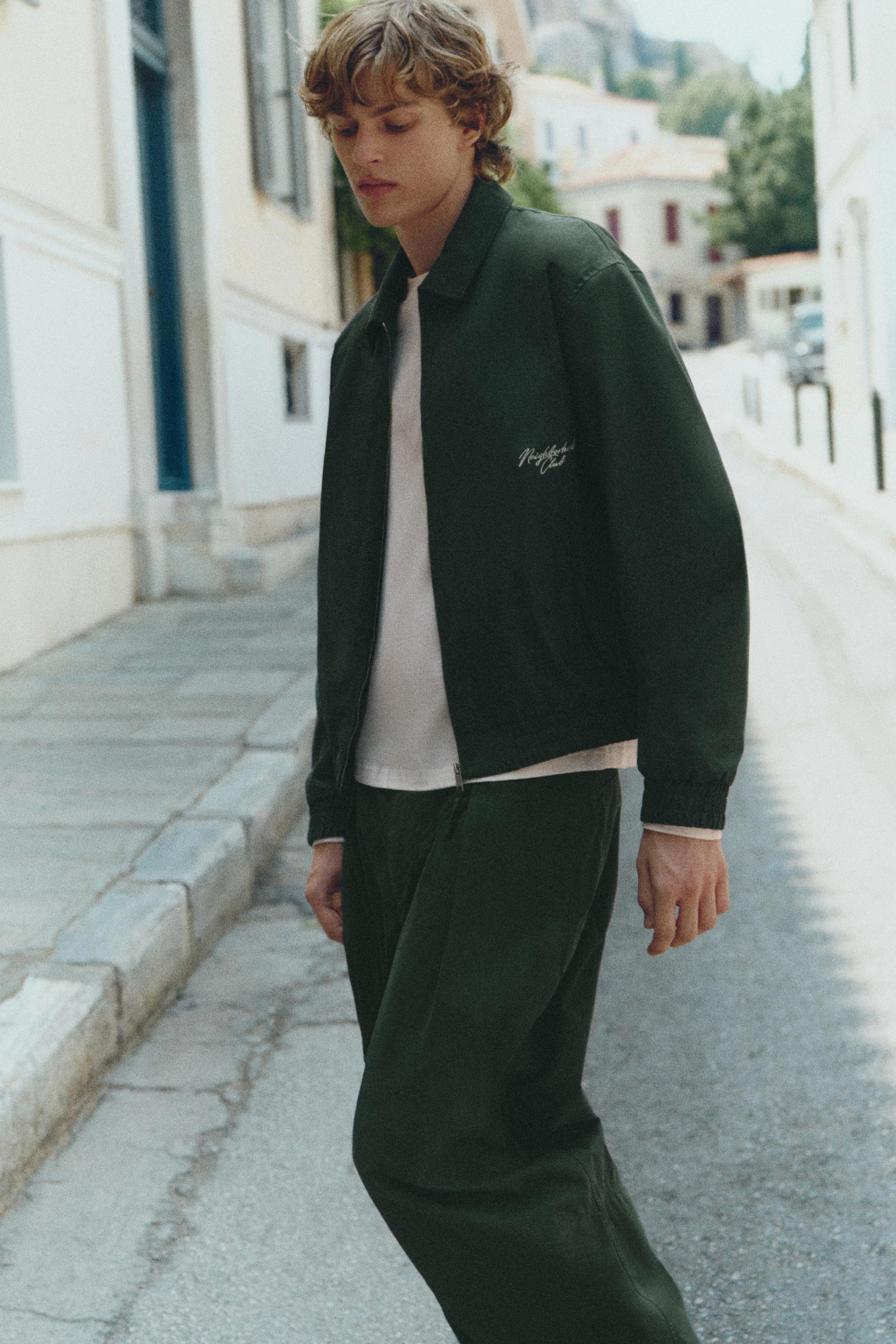 Embroidered jacket — Bluish green