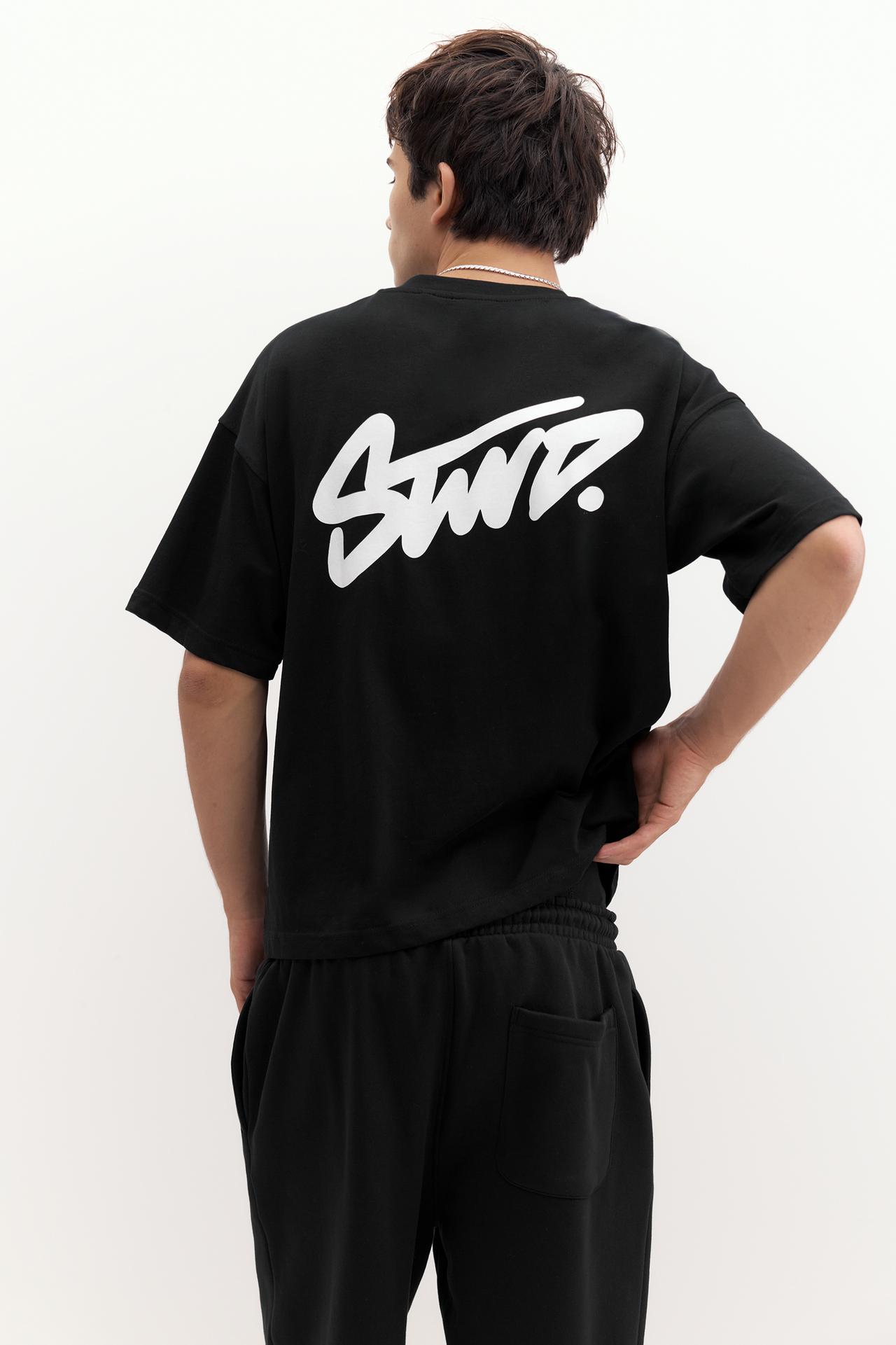 STWD logo boxy T-shirt — Black