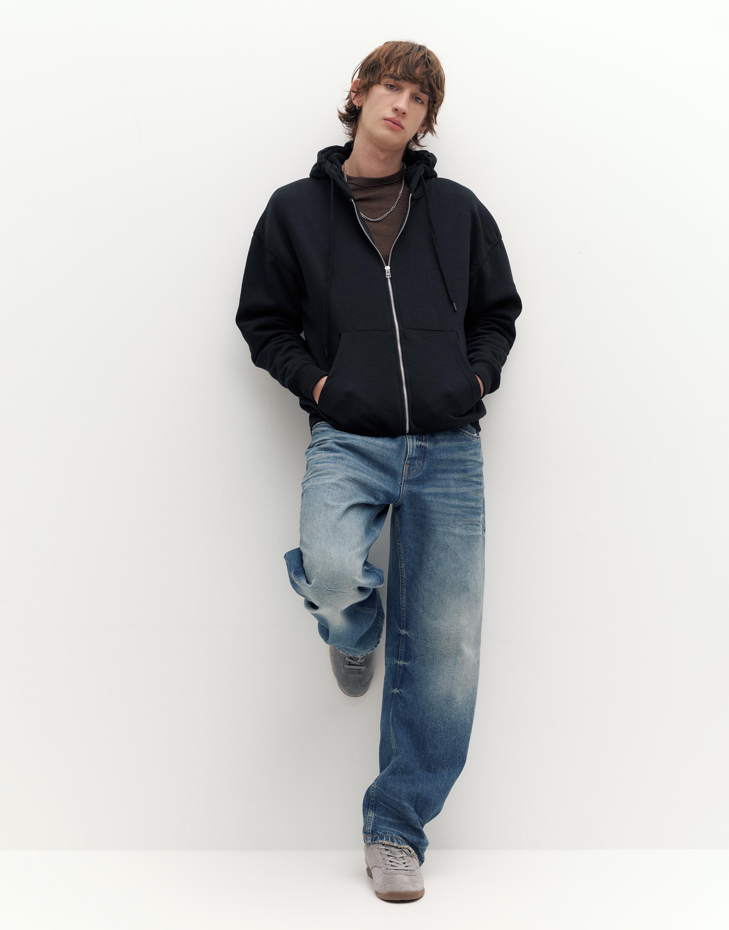 Basic kapüşonlu fermuarlı sweatshirt - Görsel 29