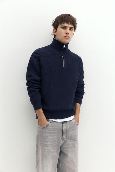 Quarter-zip jumper — Navy 1