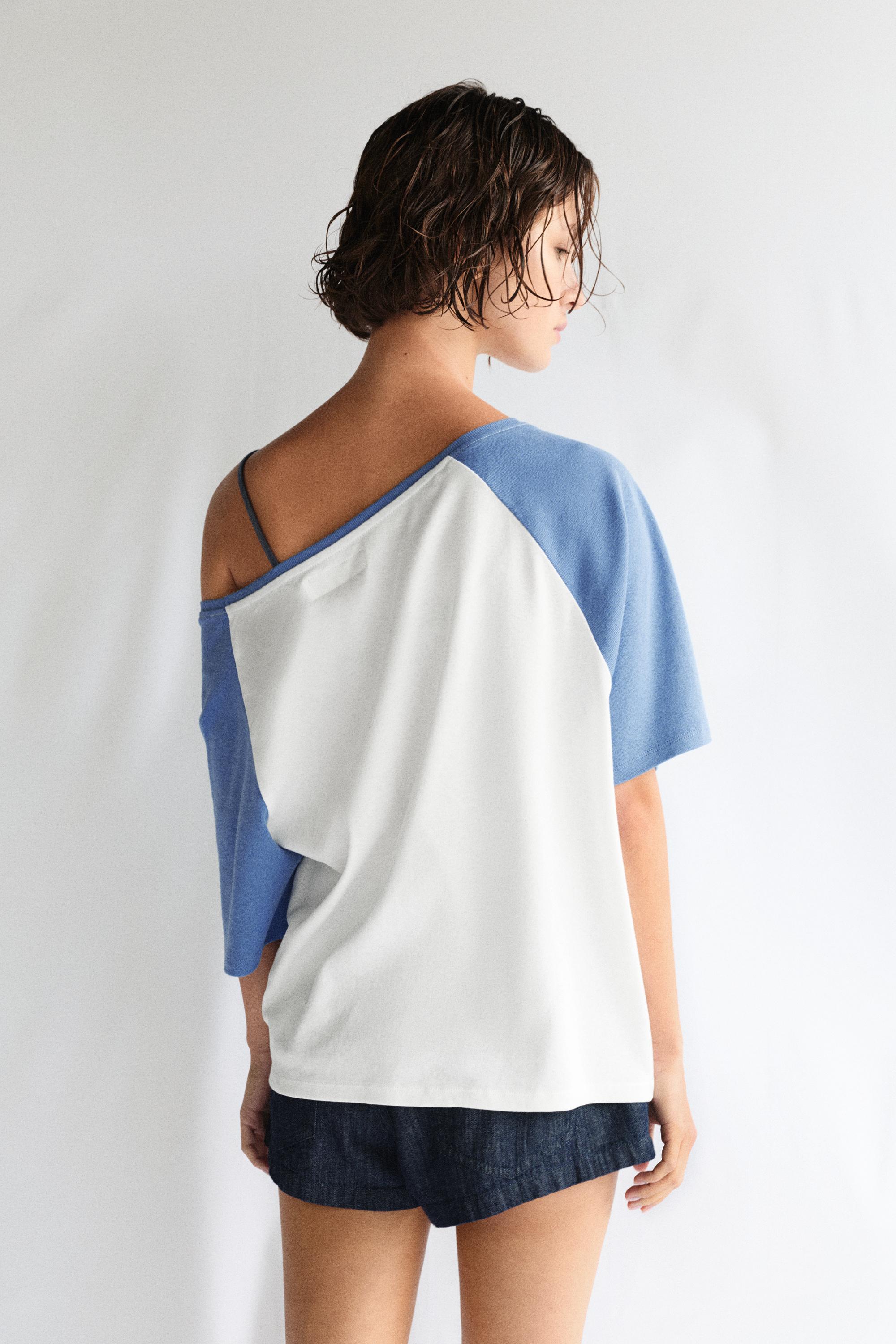 Asymmetric graphic T-shirt — Ice