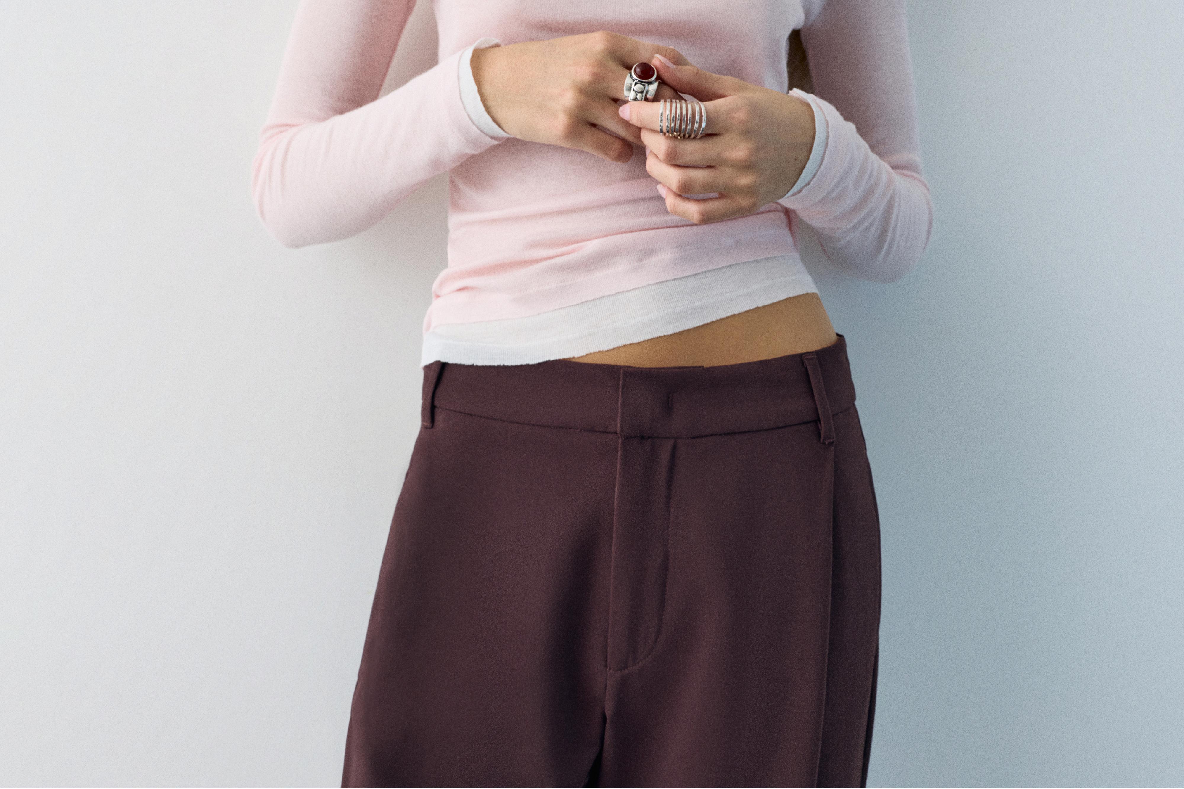 Darted smart trousers — Burgundy