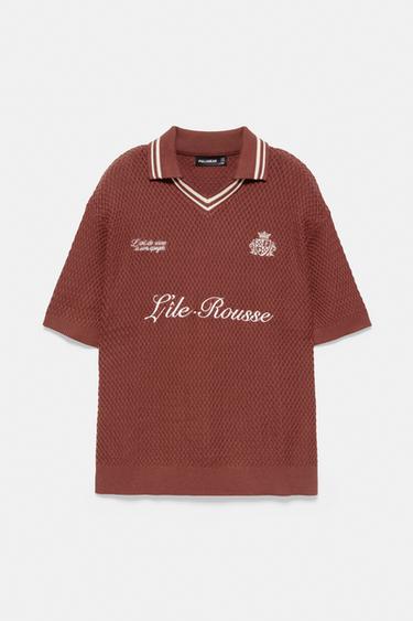 L'île-Rousse graphic knit polo shirt — Burgundy 5