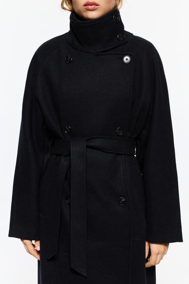 High neck belted coat — Navy 3