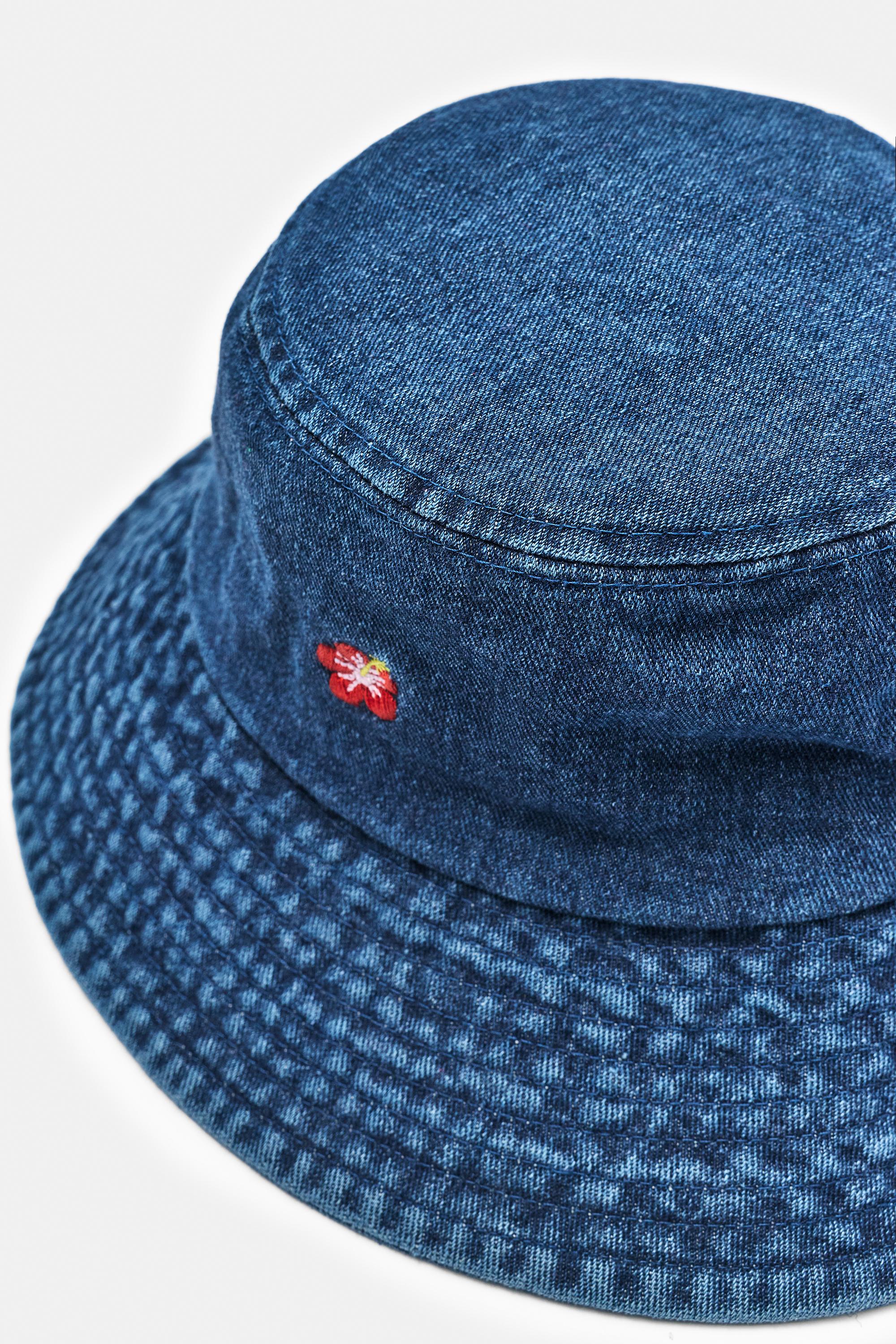 İşlemeli denim bucket şapka - Görsel 4