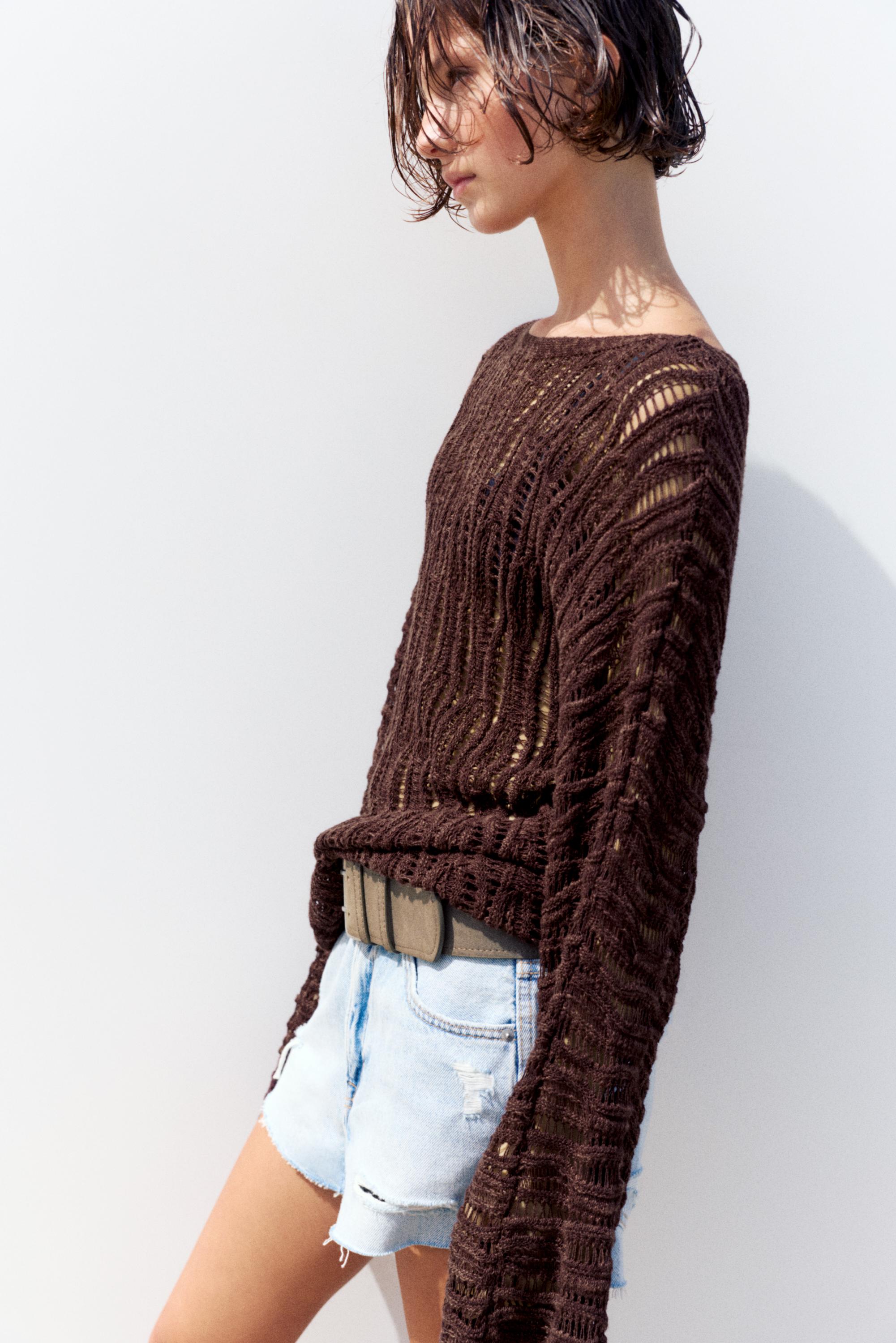 Cutwork jumper — Brown