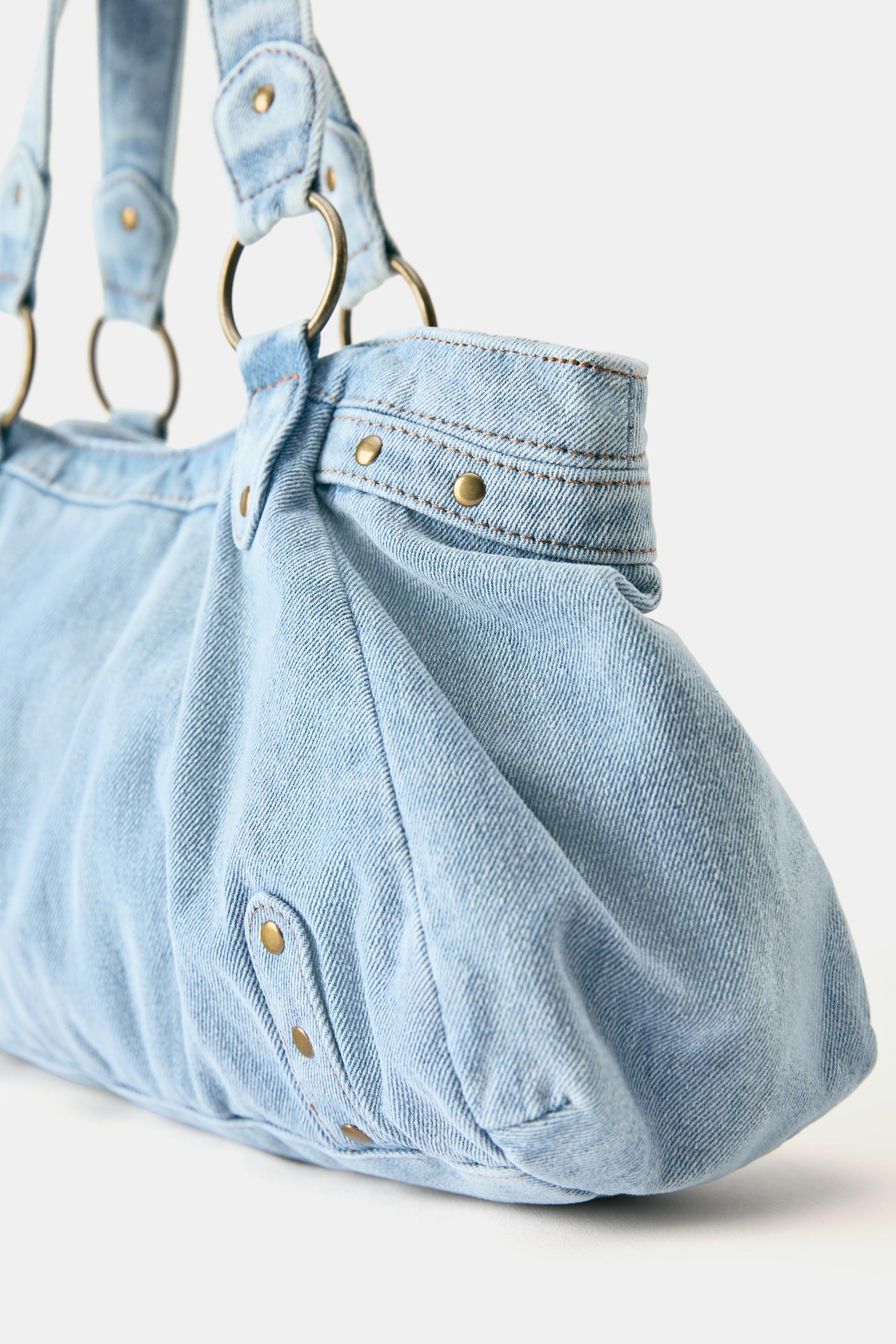 Denim tote bag with ring details — Jeans