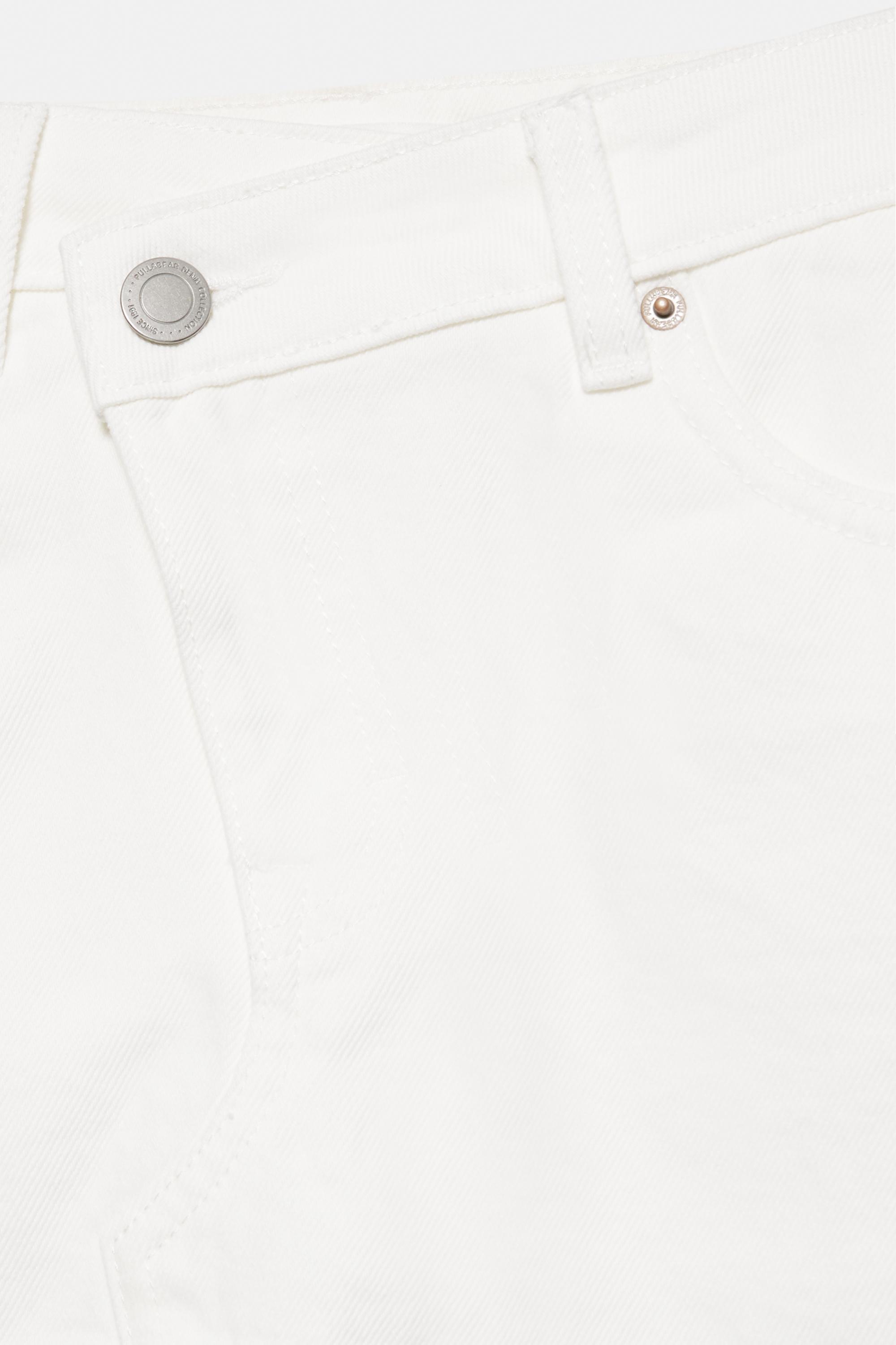 Cross-waist denim skort — White